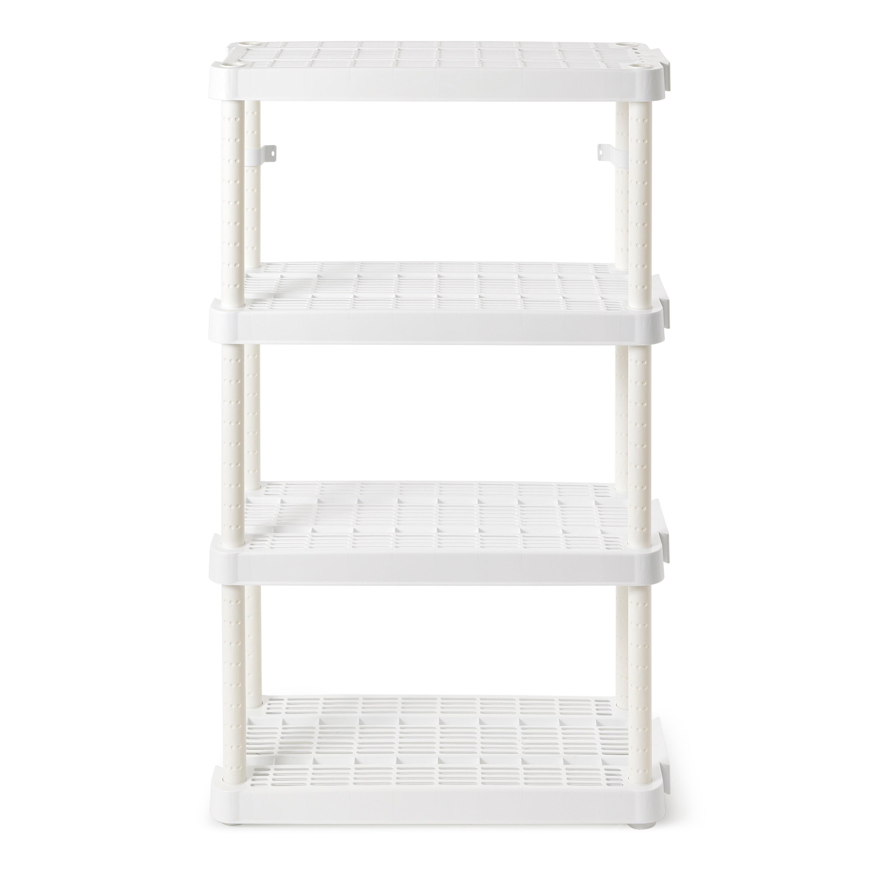 Gracious Living 4 Shelf Adjustable Height Medium Duty Storage Unit 14 x 32 x 54.5" Organizer for Home, Garage, Basement, & Laundry, White (3 Pack)