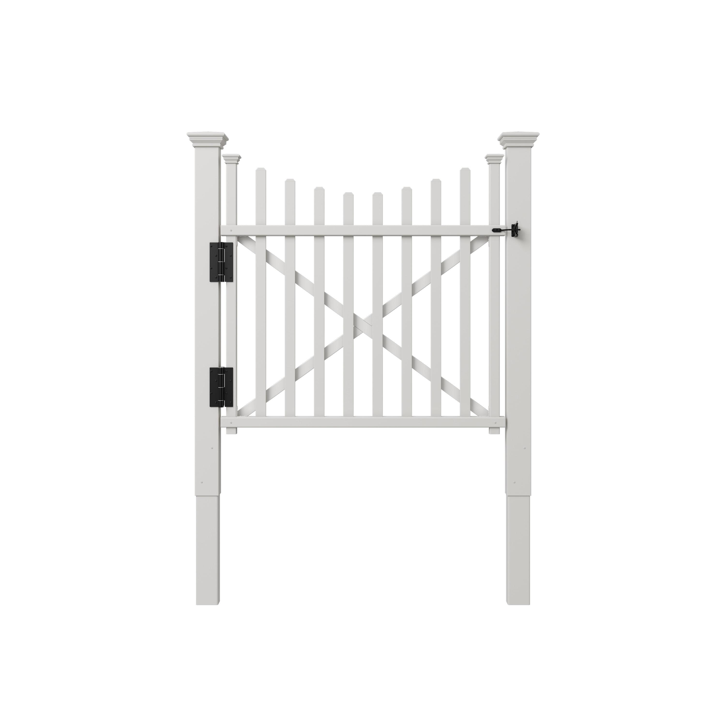 Zippity Outdoor Products 3.8ft H x 4.1ft W (1 Gate) Zippity Manchester Gate Kit, White Vinyl Picket Fence Gate Kit for Manchester Fence Panels, Gate for Backyard, Patio, Outdoor, & Garden Fence, ZP19019