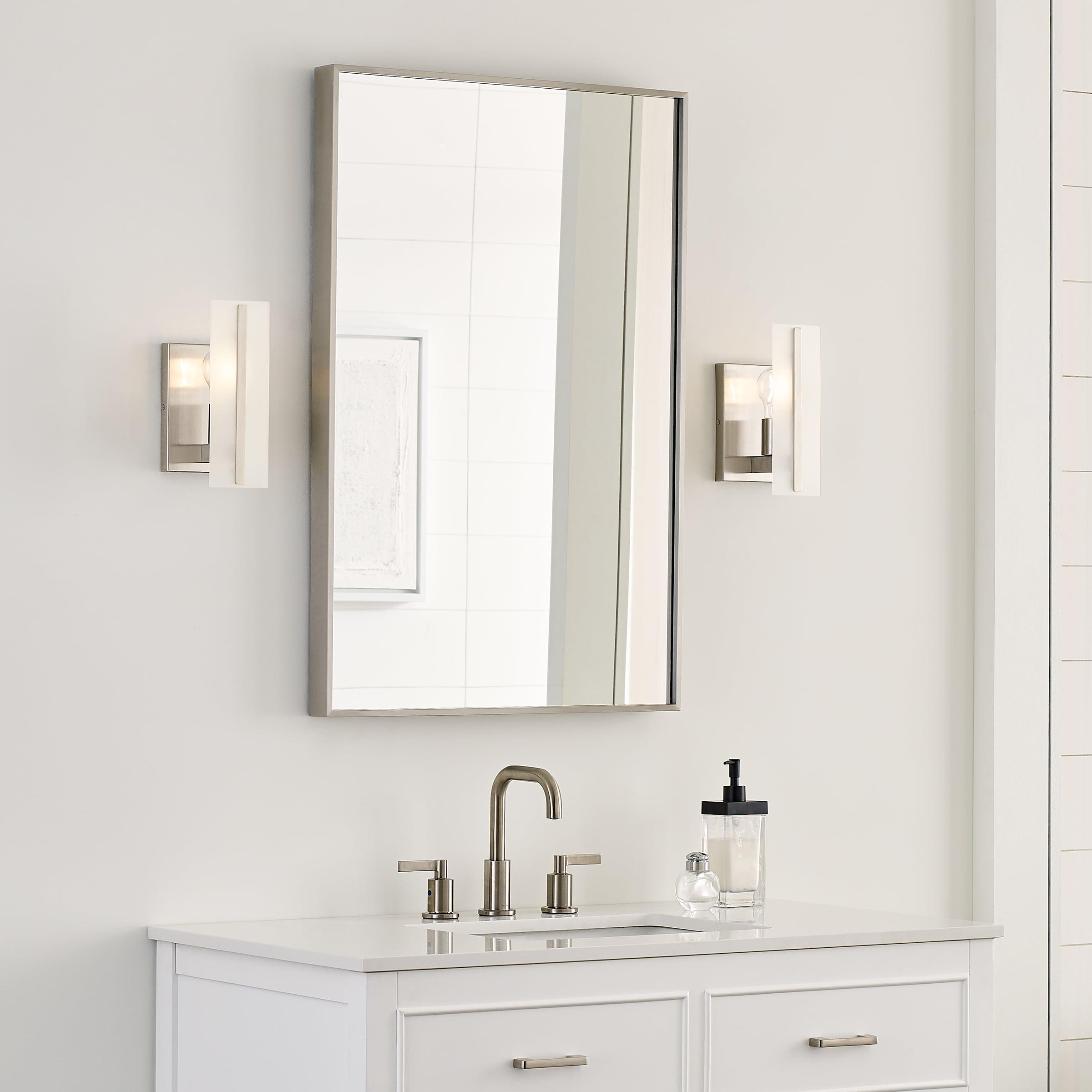 Elegant Brushed Nickel Vanity Sconce with Satin Etched Glass