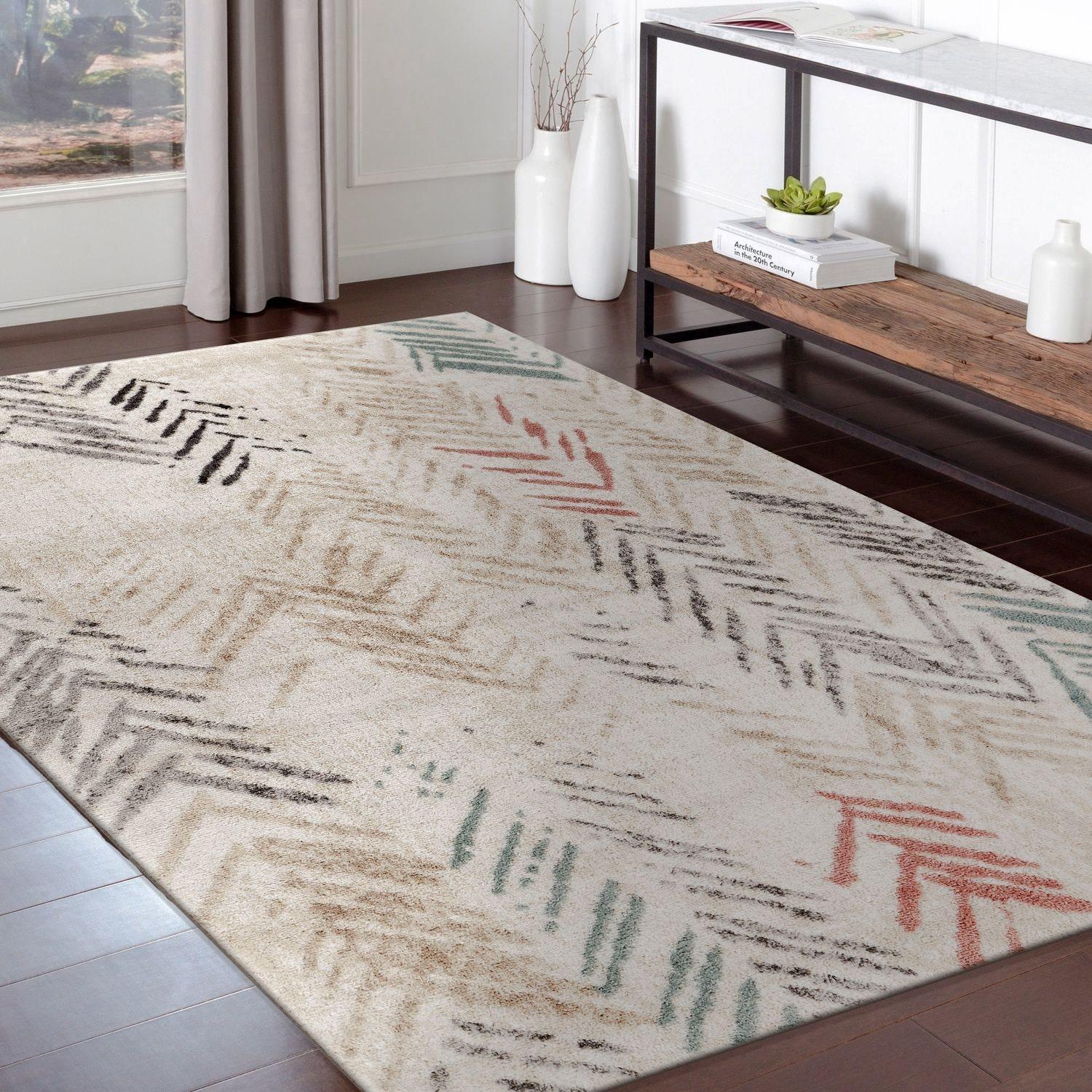 Ox Bay Arrows Distressed 5x8 Multi-color Chevron Herringbone Area Rug
