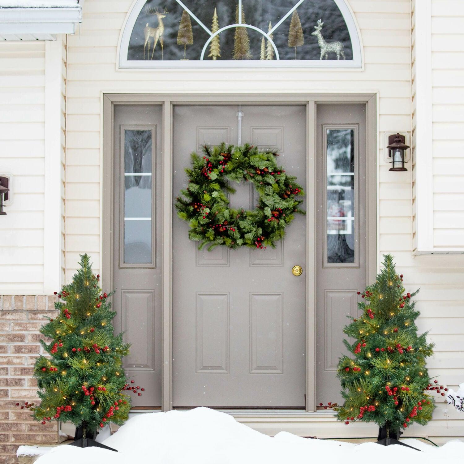 Fraser Hill Farm 2-ft. Newberry Pine Artificial Tree with Battery-Operated LED String Lights