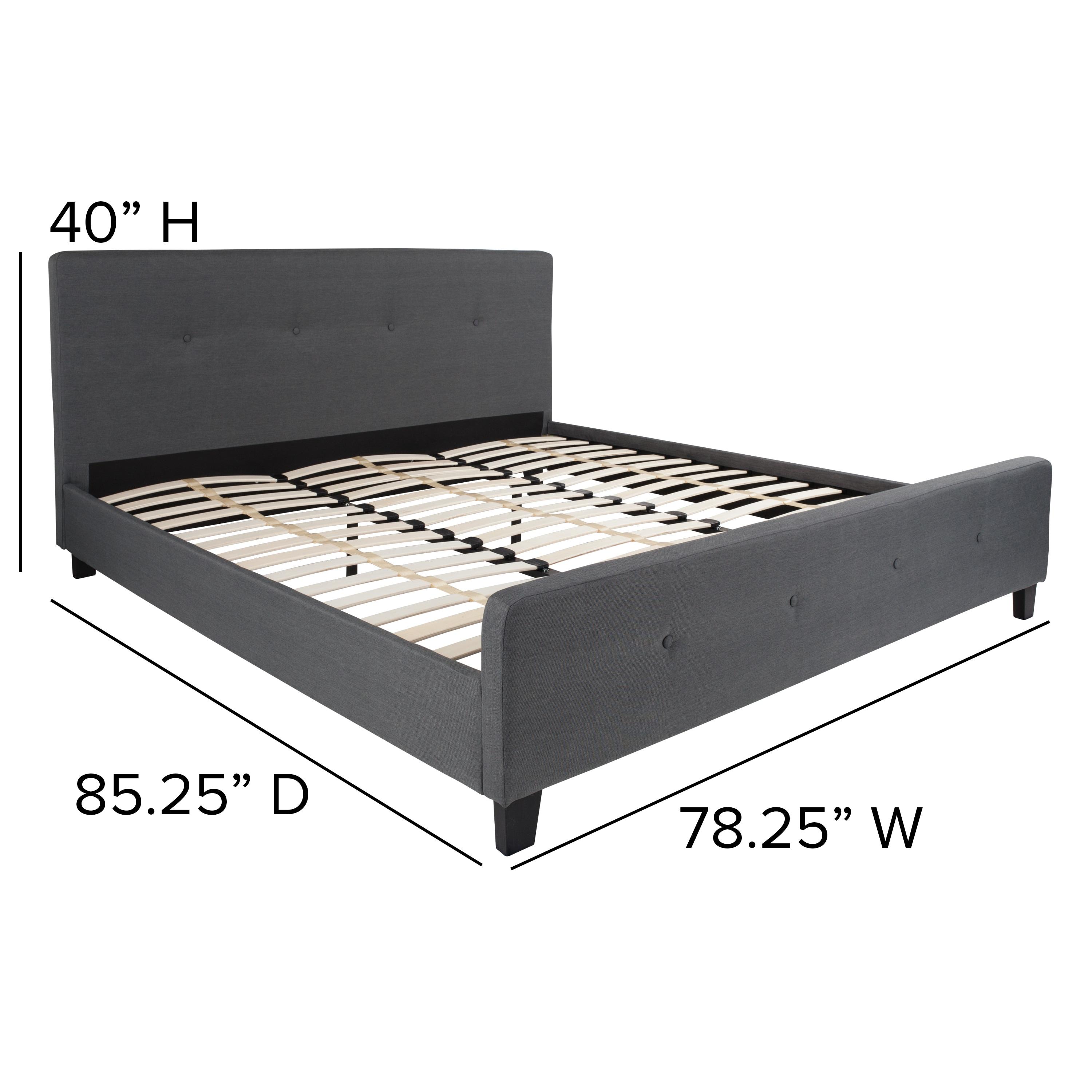 Flash Furniture Platform Bed,Tribeca,King,Dark Gray HG-32-GG