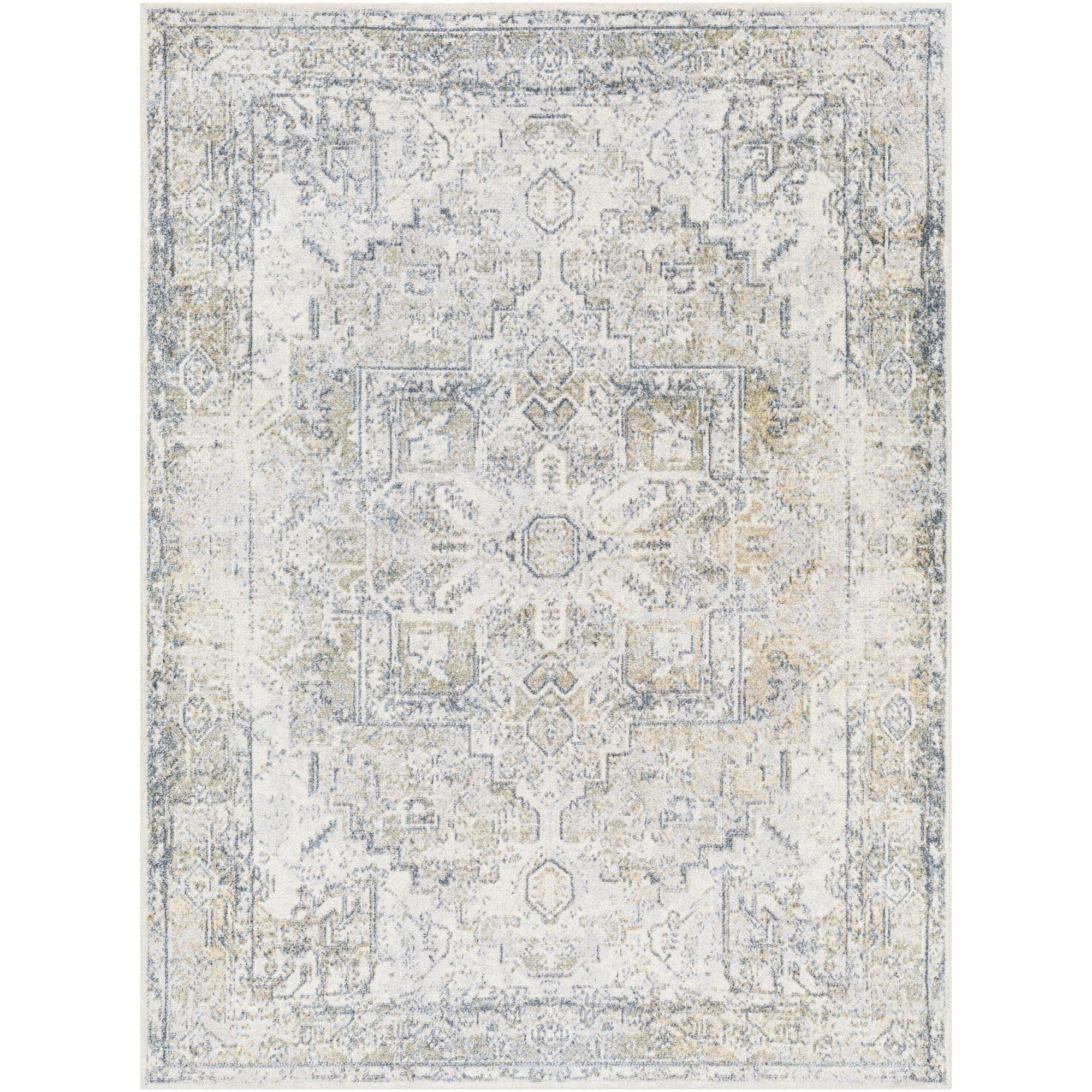 Medallion Design Performance Beige Machine Washable Area Rug