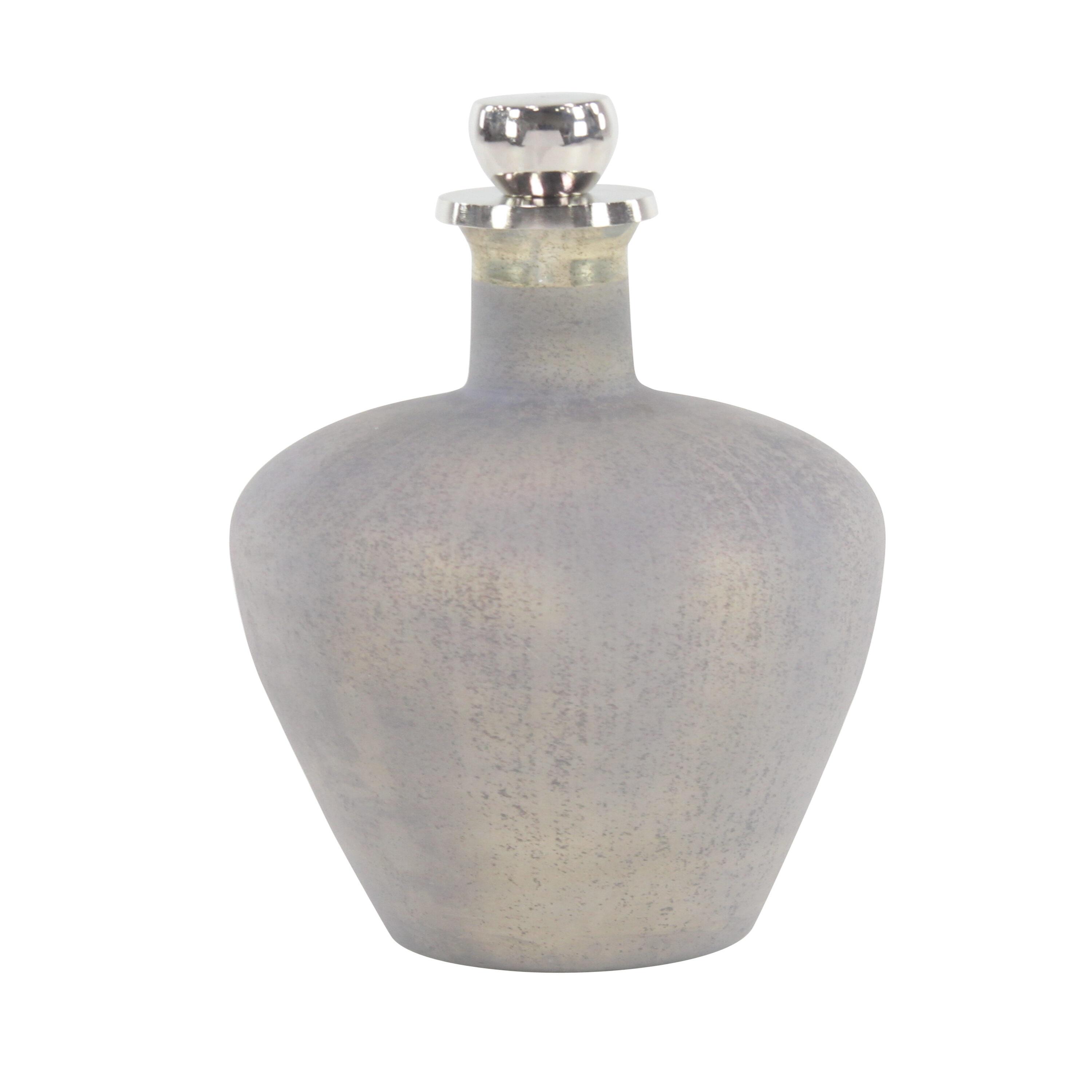 DecMode 10" x 22" Gray Glass Decorative Jars with Stoppered Top, 1-Piece