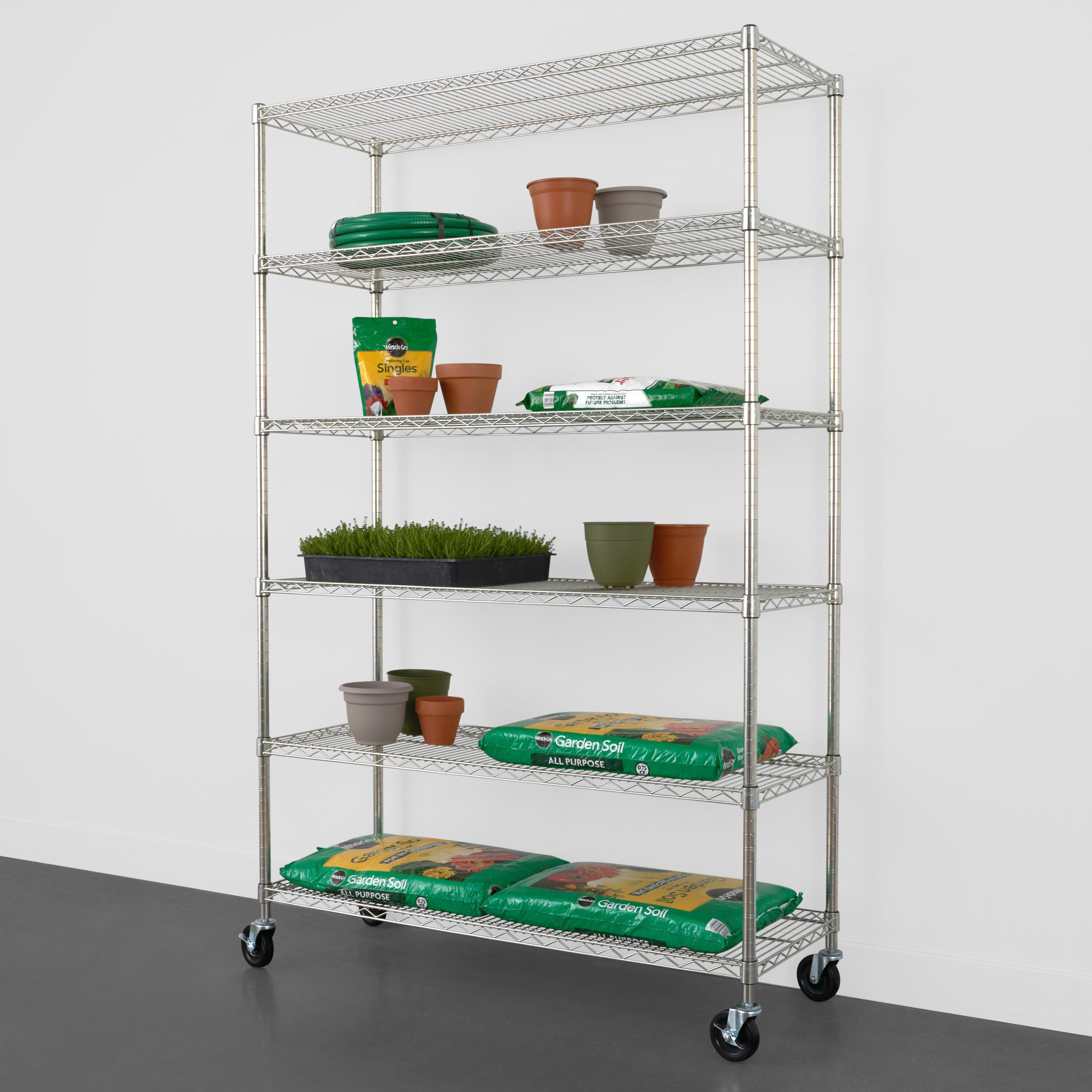 WFX Utility™ SafeRacks 6 Tiered Storage Shelves w/Heavy Duty Steel Wire Shelving Unit, Silver
