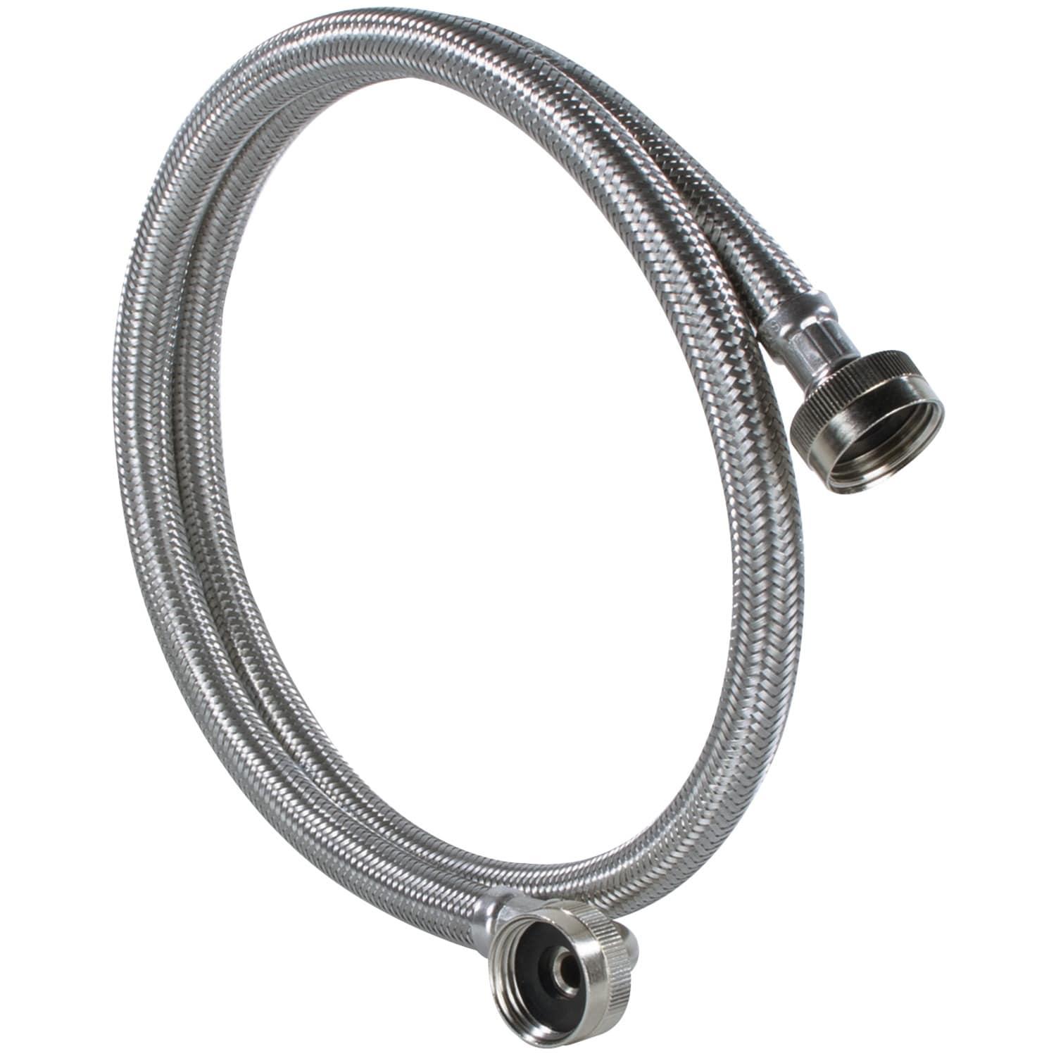 4-Foot Stainless Steel Braided Washing Machine Hoses with Elbow