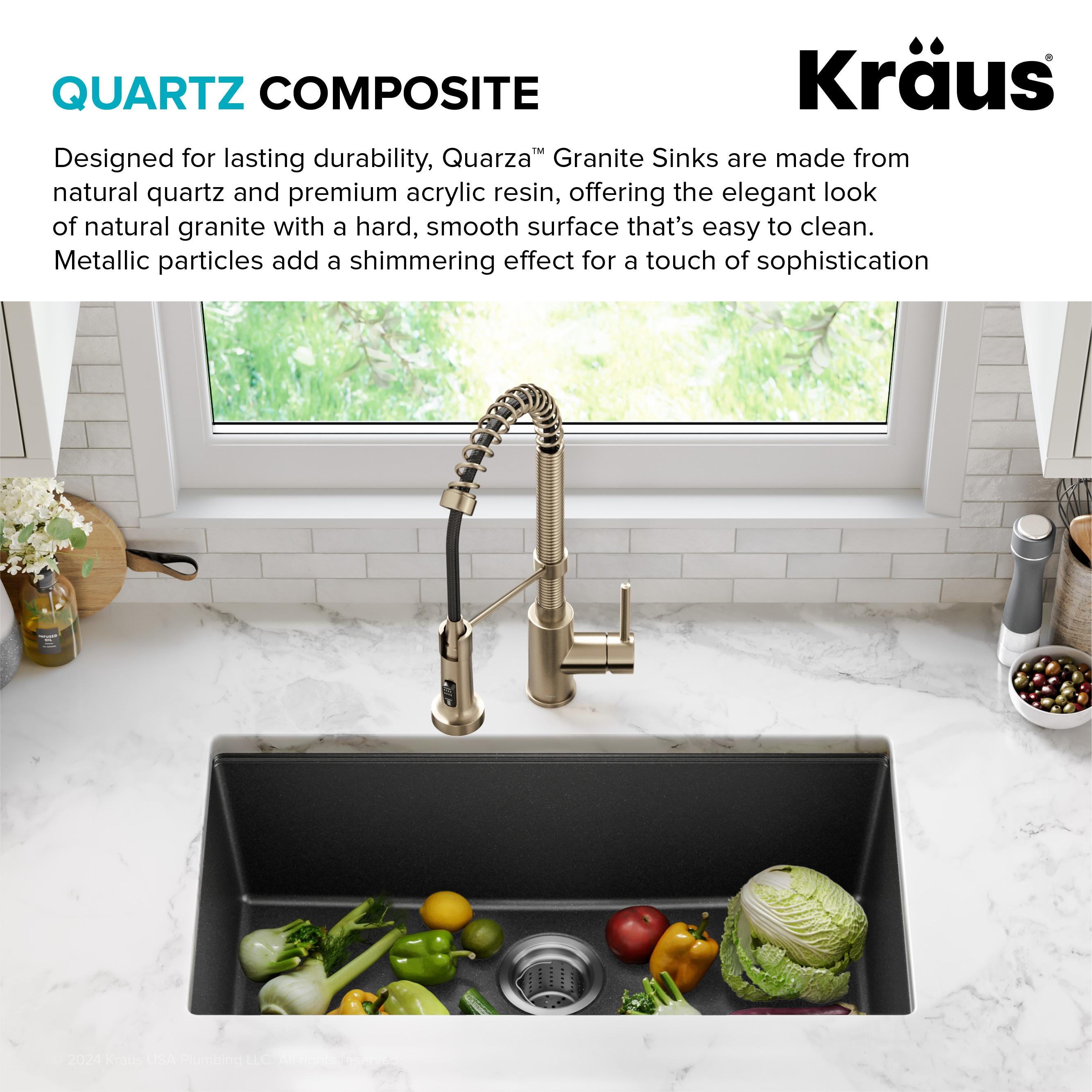 KRAUS 31 inch L Undermount Single Bowl Black Onyx Granite Kitchen Sink