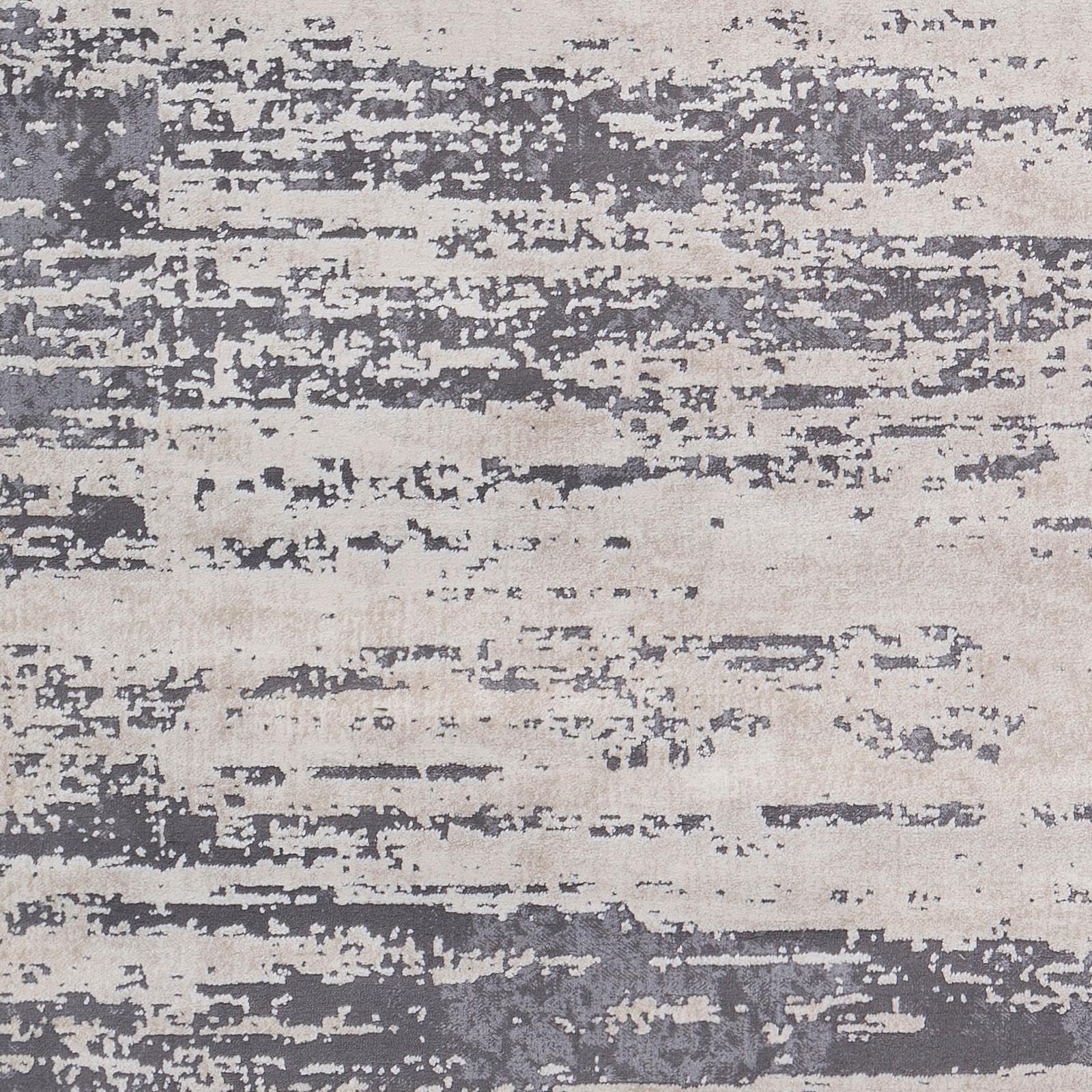 Reversible Gray Rectangular 63"x91" Stain-Resistant Wool-Blend Rug