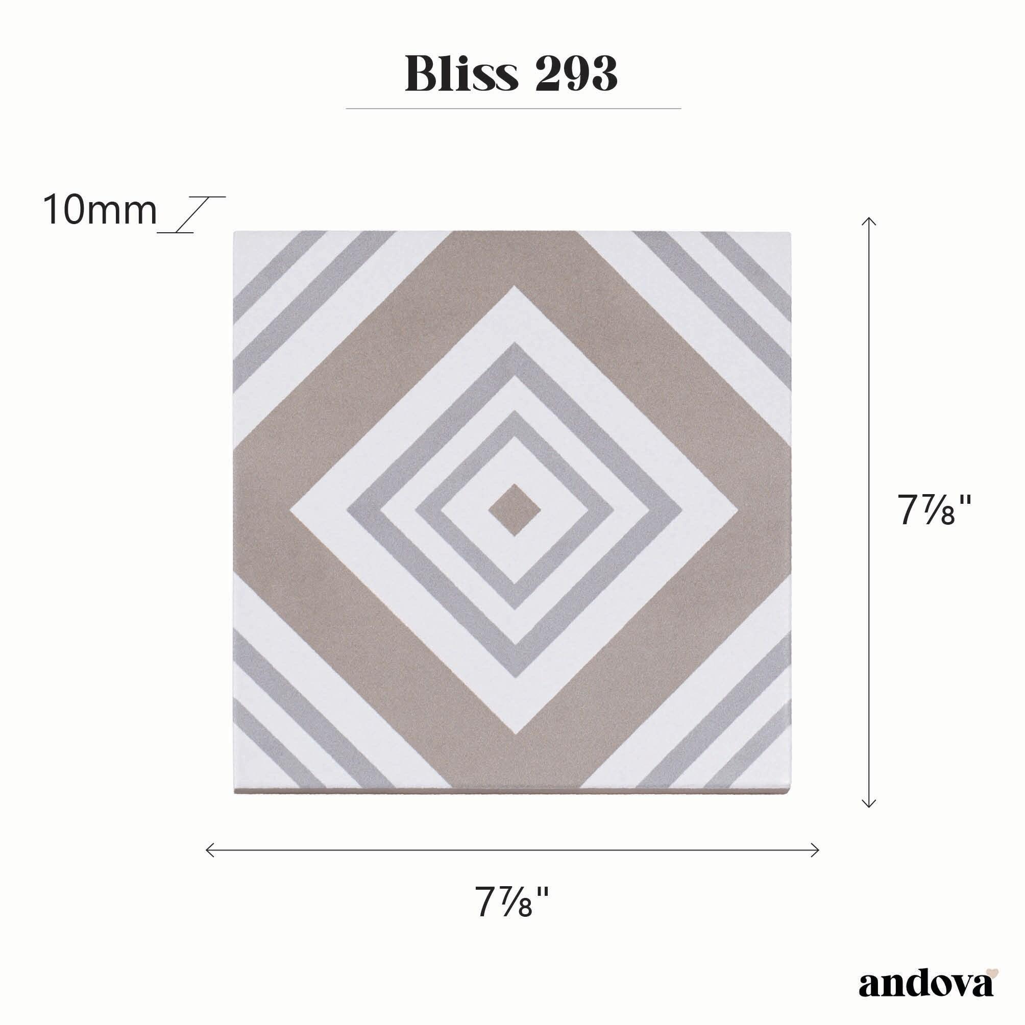 Bliss 8-in. Encaustic Spanish/Moroccan Patterned Matte Porcelain Wall & Floor Tile