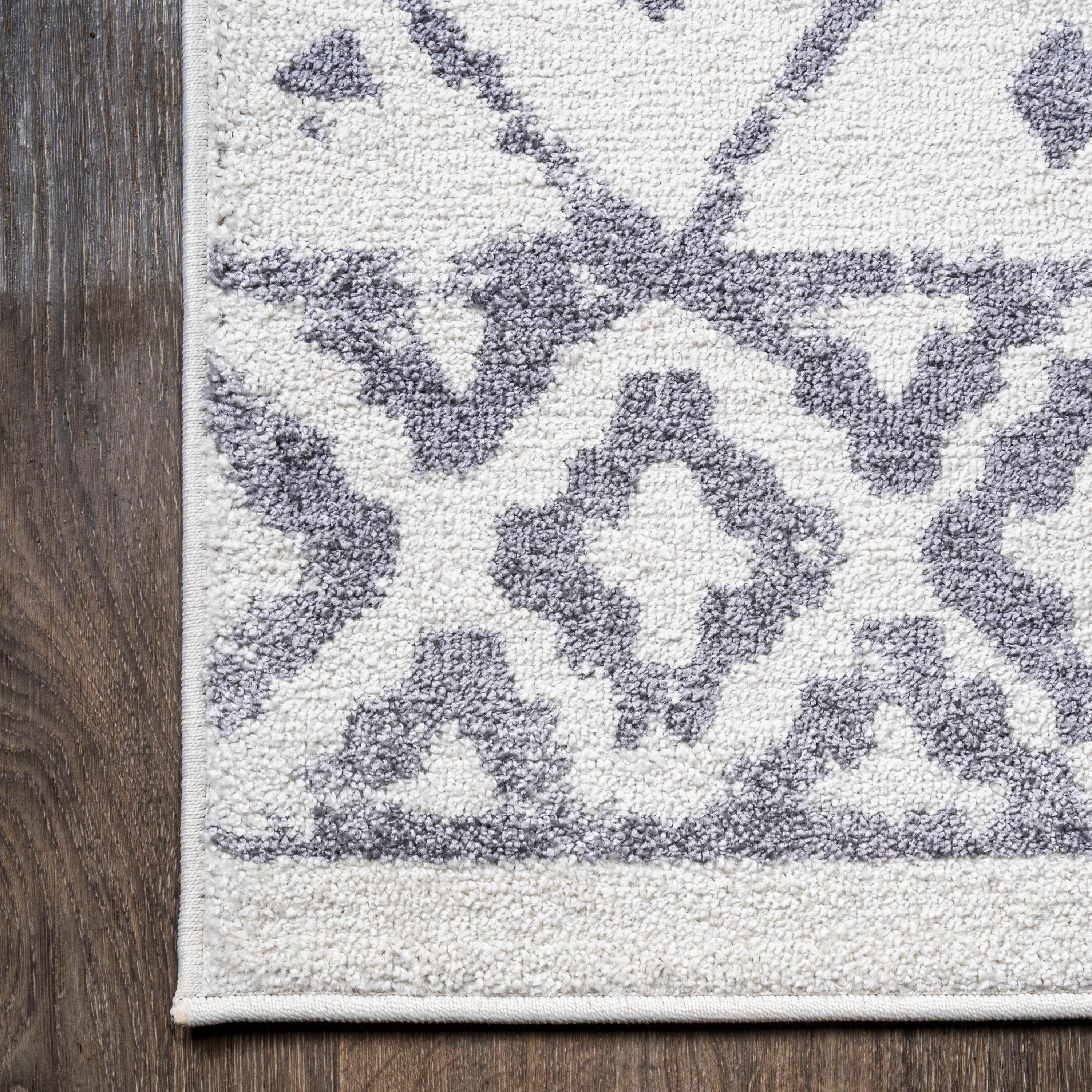 JONATHAN Y MOH508A-3 Juba Moroccan Geometric Diamond Ivory/Gray 3 ft. x 5 ft. Area Rug, Bohemian Vintage, Pet Friendly, Stain Resistant, Easy to Clean, for Living Room; Kitchen, Bedroom