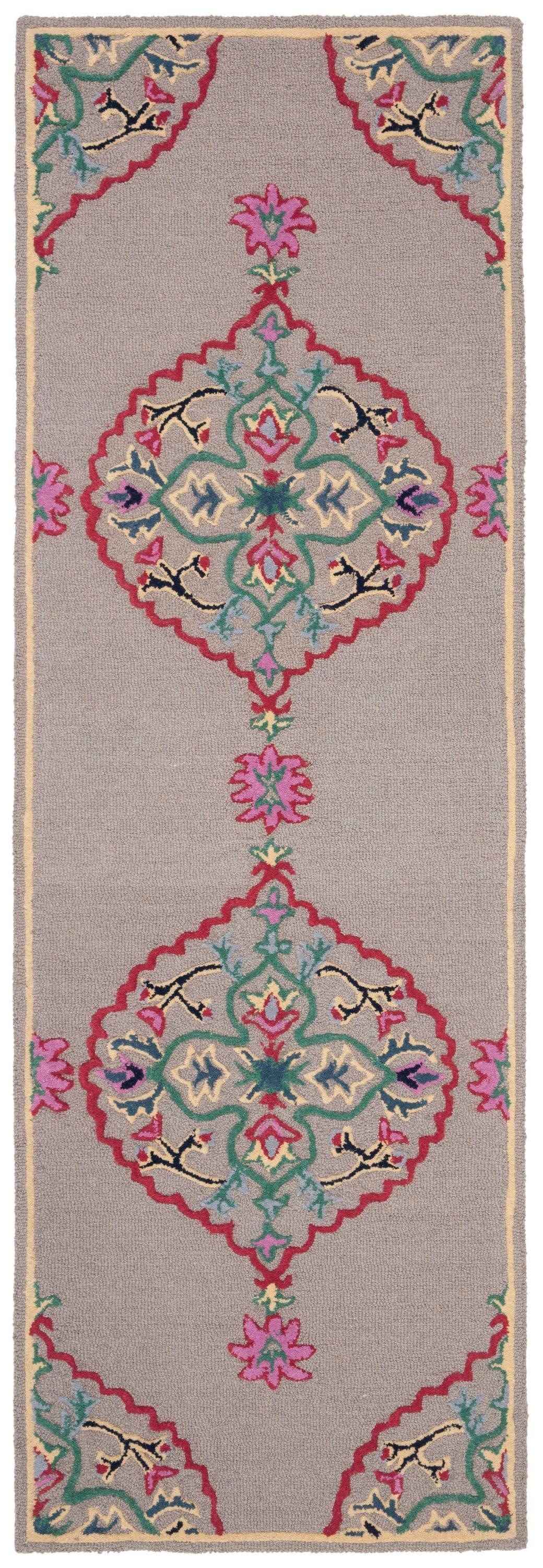 Hand-Tufted Dark Gray and Multi Wool Runner Rug