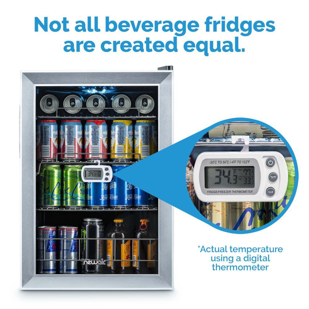 Newair 90 Can Freestanding Beverage Fridge in Stainless Steel, Compact with Adjustable Shelves