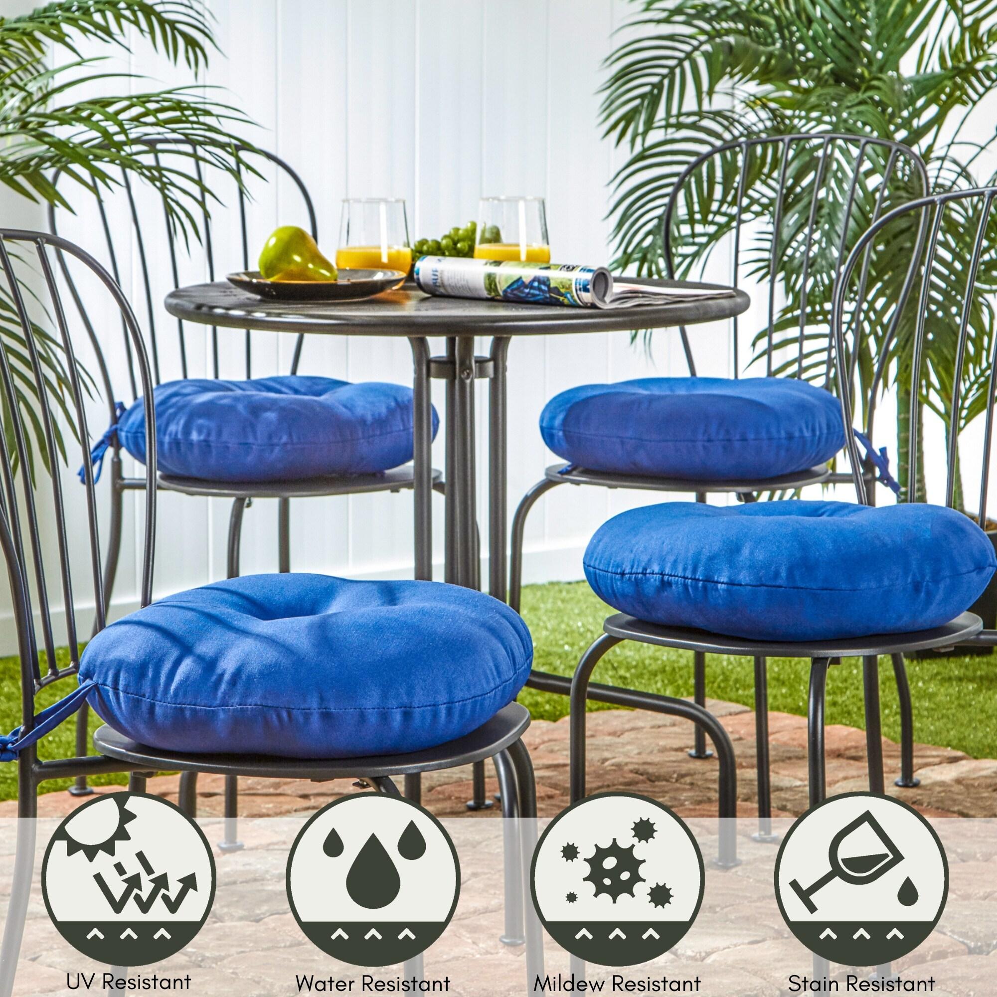 Greendale Home Fashions 15-inch Round Outdoor Marine Blue Bistro Chair Cushions (Set of 2)