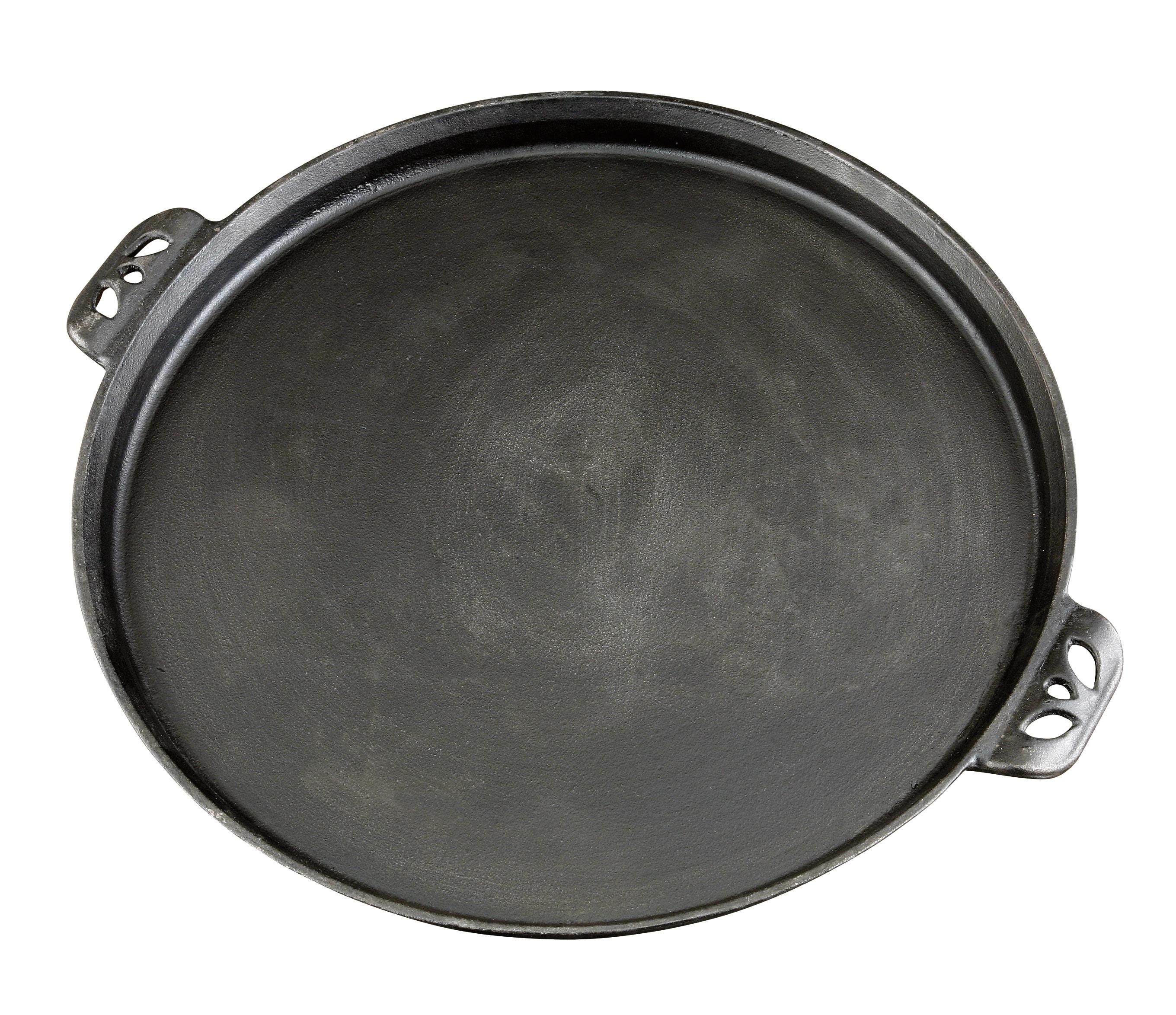 Black Cast Iron 14-Inch Pizza Pan with Handles