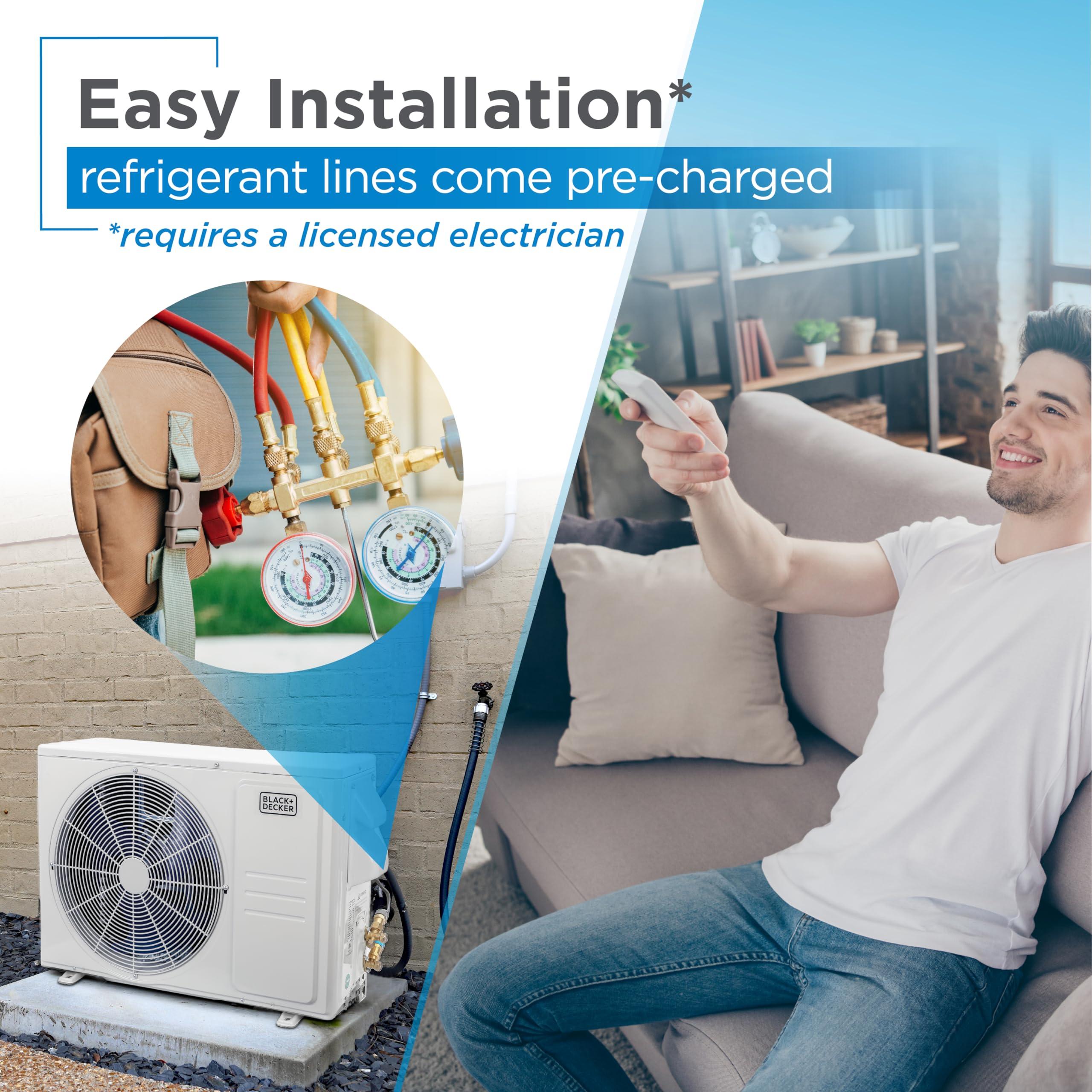 BLACK+DECKER 12,000 BTU Inverter Mini Split Air Conditioner with Heat Pump, Cools & Heats Up To 550 Sq. Ft.