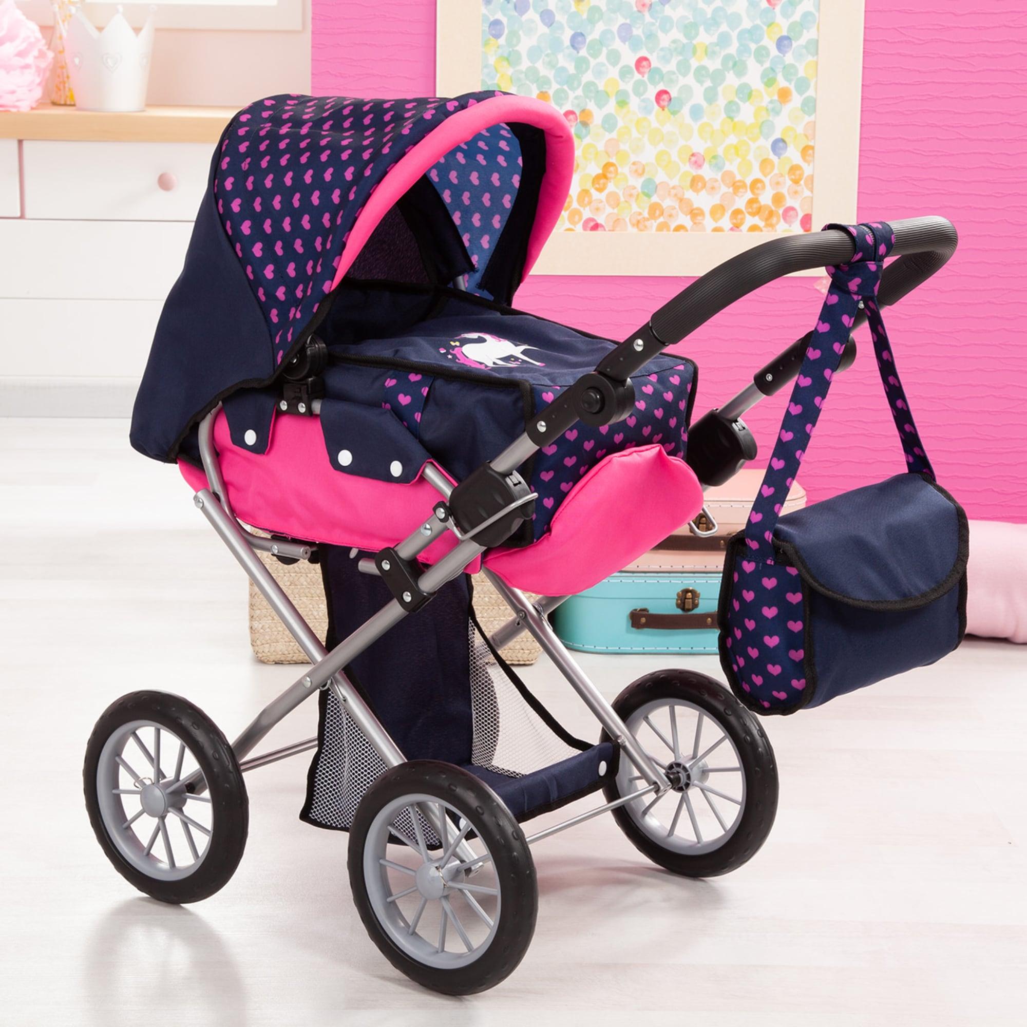 Bayer Design Baby Doll City Star Pram in Polka Dots, Blue/Pink