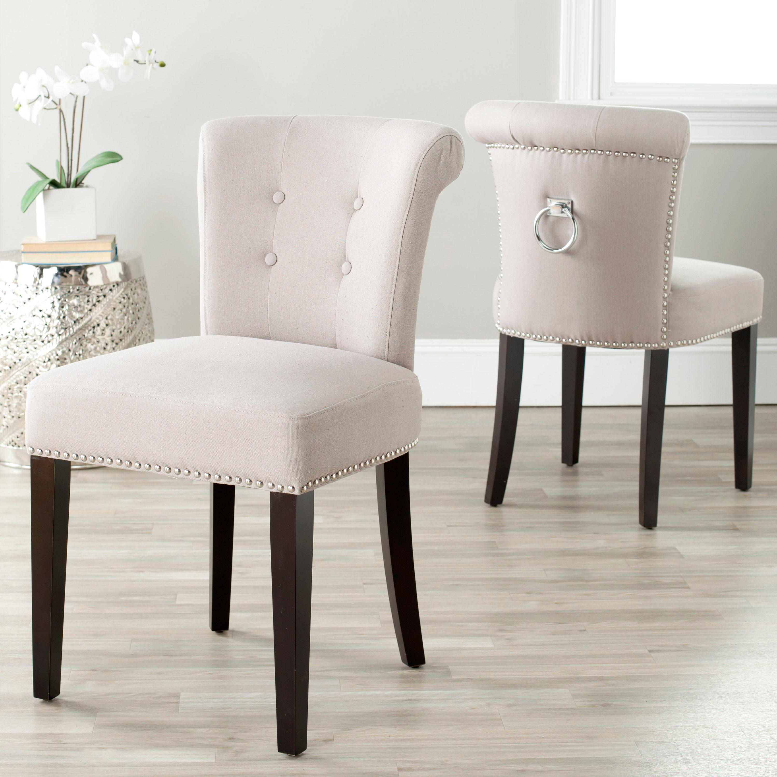 Sinclair 21''H Ring Chair (Set Of 2) with Silver Nail Heads - Taupe - Safavieh