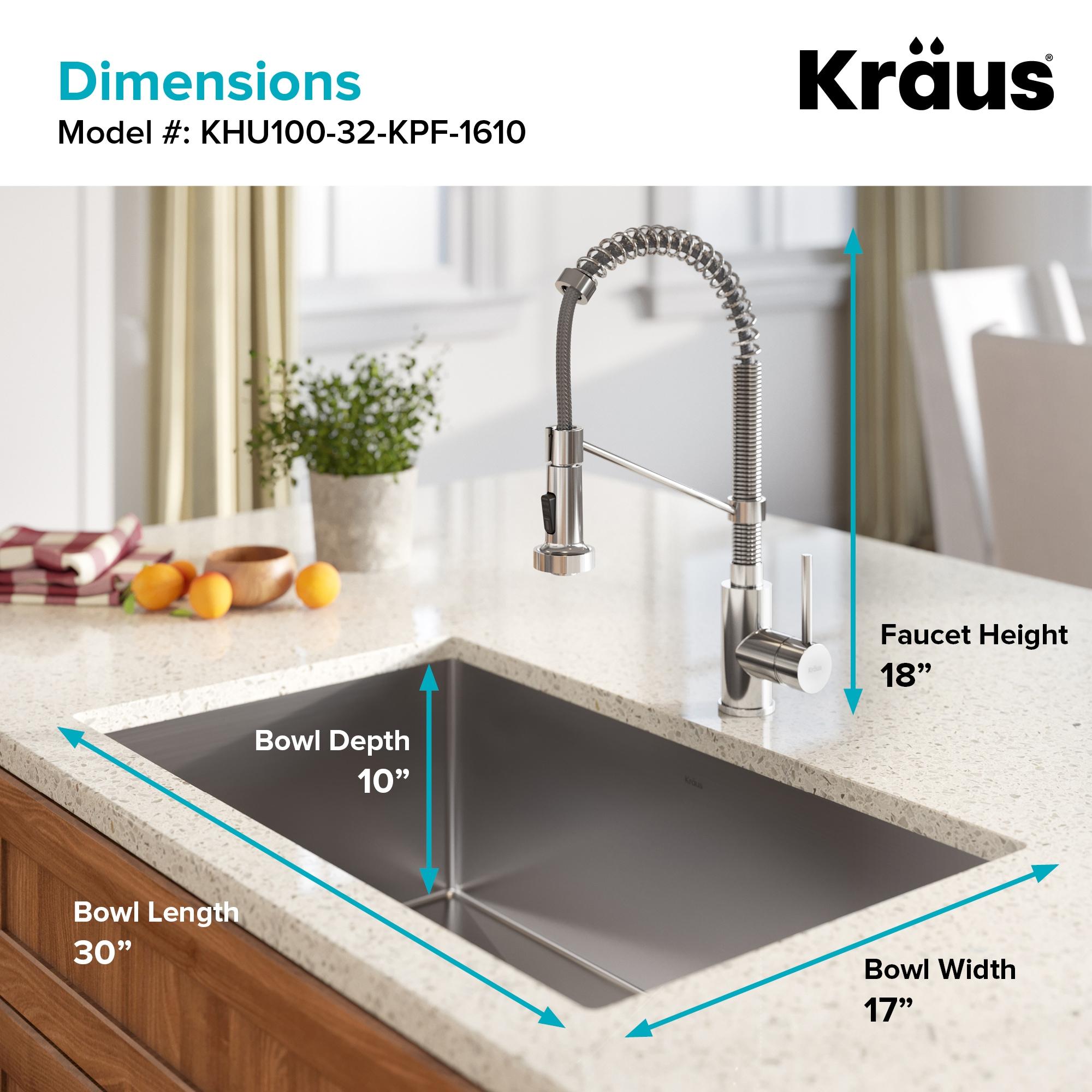 Kraus 32-in Standart Pro Kitchen Sink Combo Set with Bolden™ Kitchen Faucet and Soap Dispenser