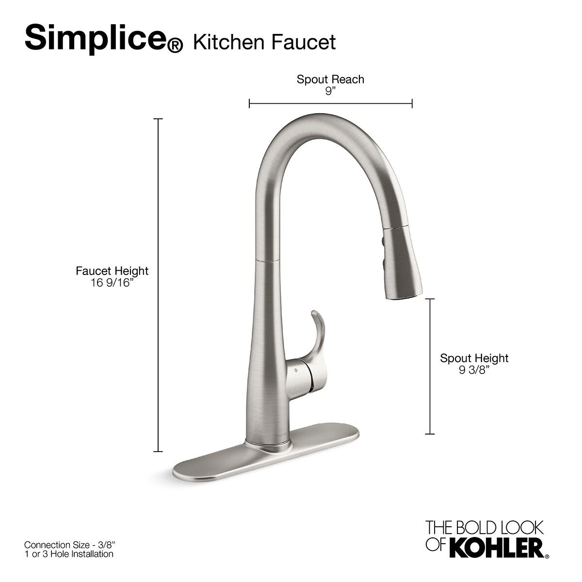 Simplice Touchless Pull-Down Kitchen Sink Faucet with Three-Function Sprayhead