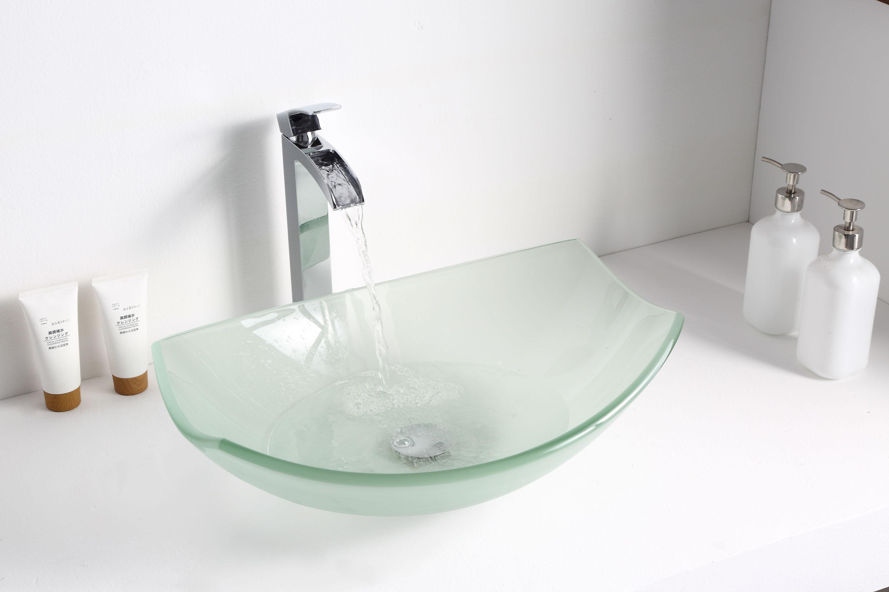 ANZZI Pendant 14.6'' Clear Tempered Glass Specialty Bathroom Sink