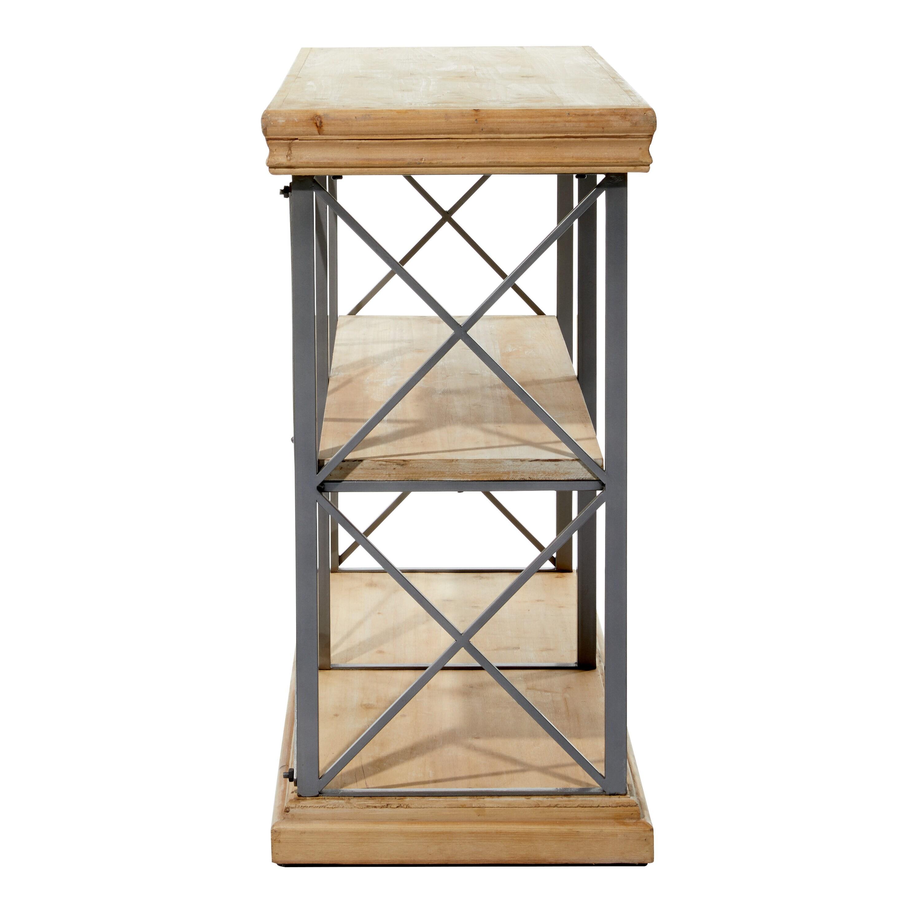 DecMode 48" x 34" Brown Wood 3-Tier Shelving Unit, 1-Piece