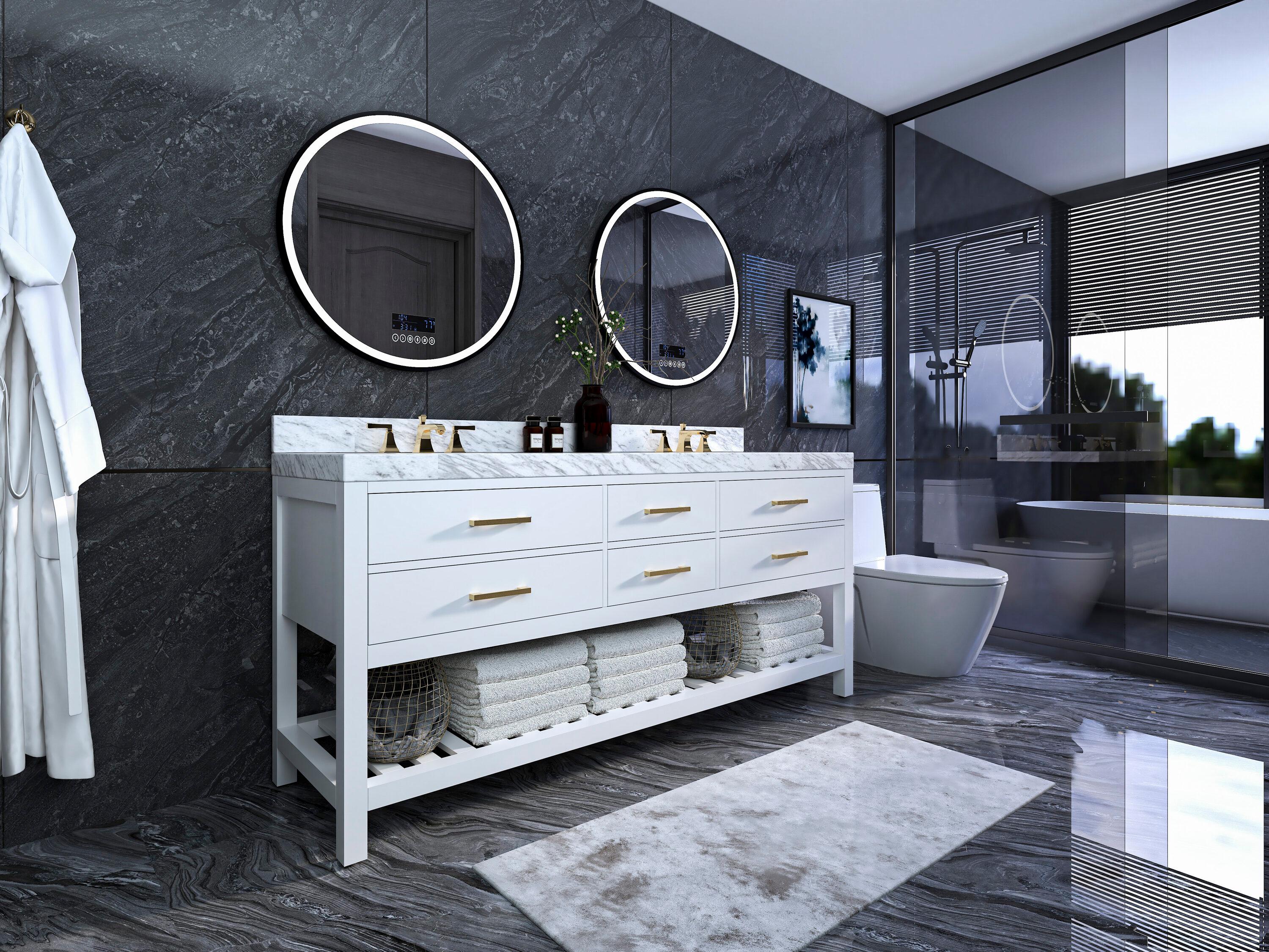 Ancerre Designs Elizabeth 72" Bathroom Vanity Set with Gold Hardware in White