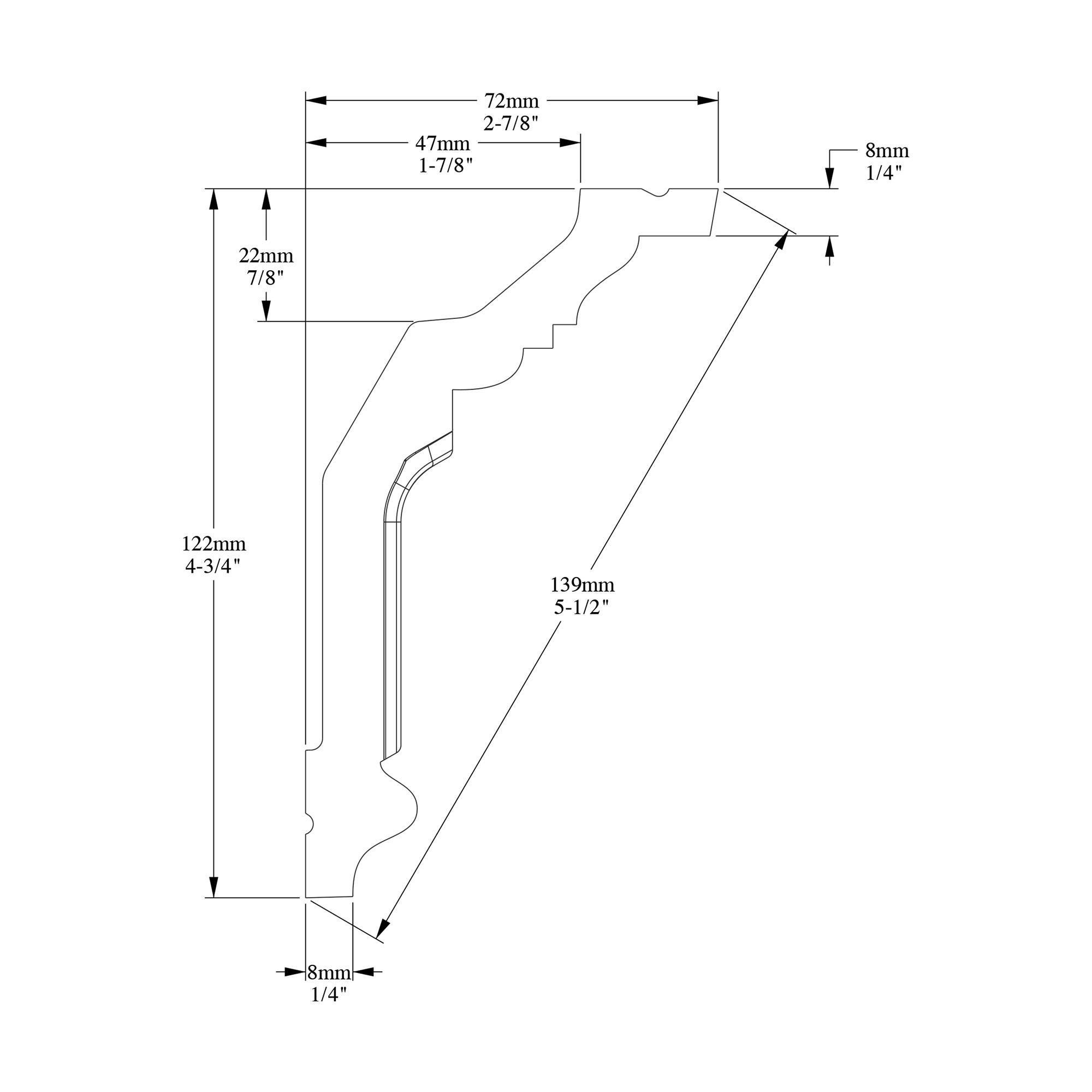 Orac Decor 4-3/4 in x 2-7/8 in x 78-3/4 in Primed White High Density Polyurethane Crown Moulding