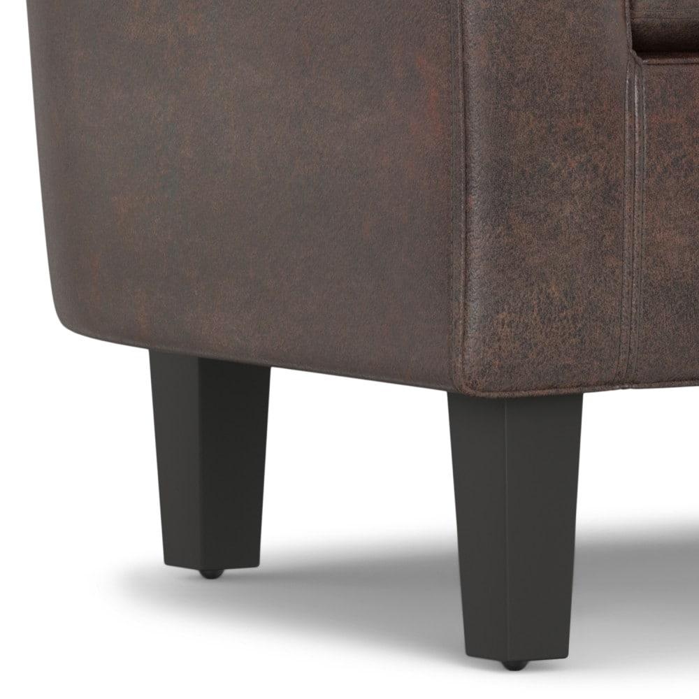 Simpli Home Austin 30"W Upholstered Vegan Faux Leather Contemporary Tub Accent Chair with High Arms and Deep Seat