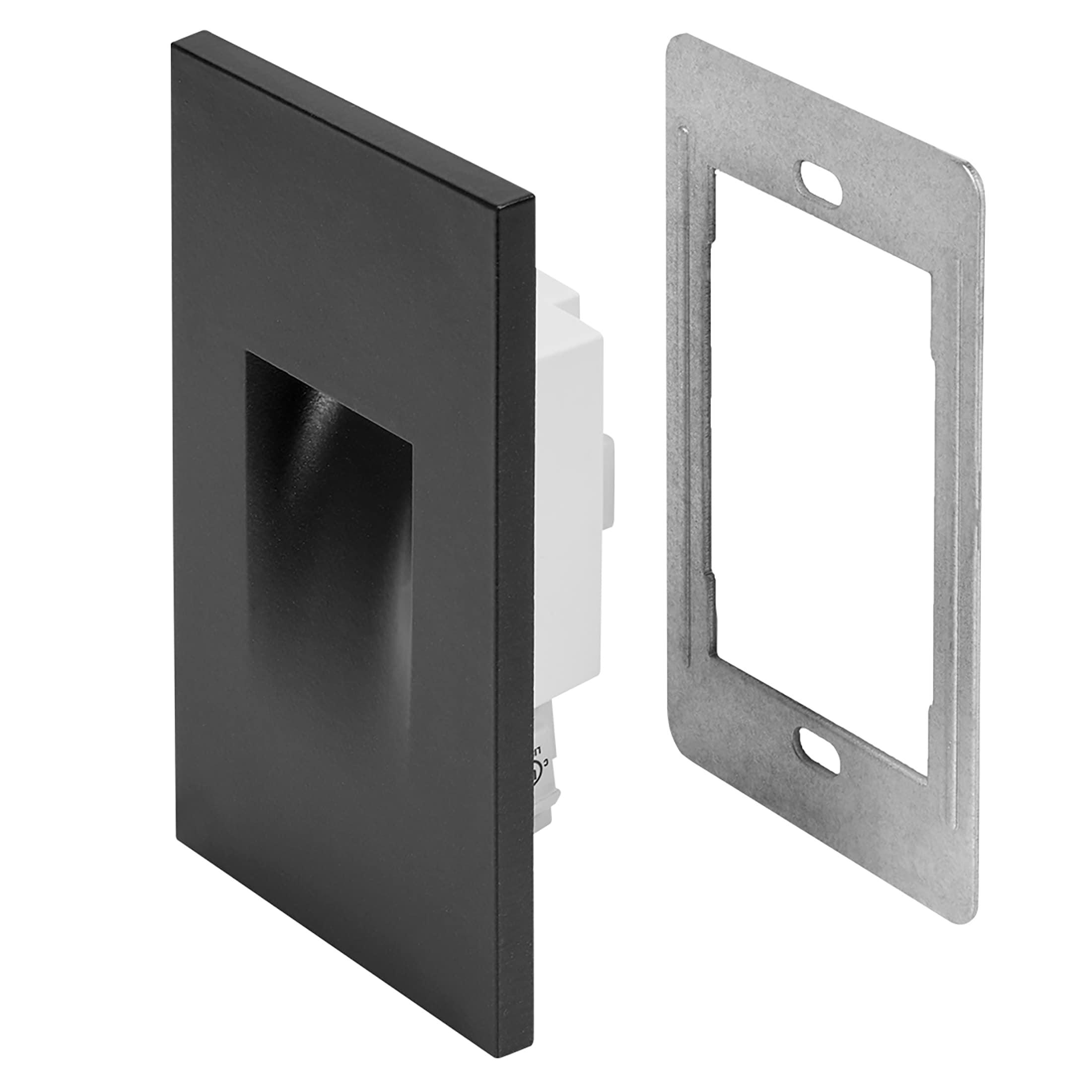 Vertical LED Step Light, Indoor/Outdoor Stair Light, 3 CCT Color Selectable 3000K/4000K/5000K, Black (2-Pack)