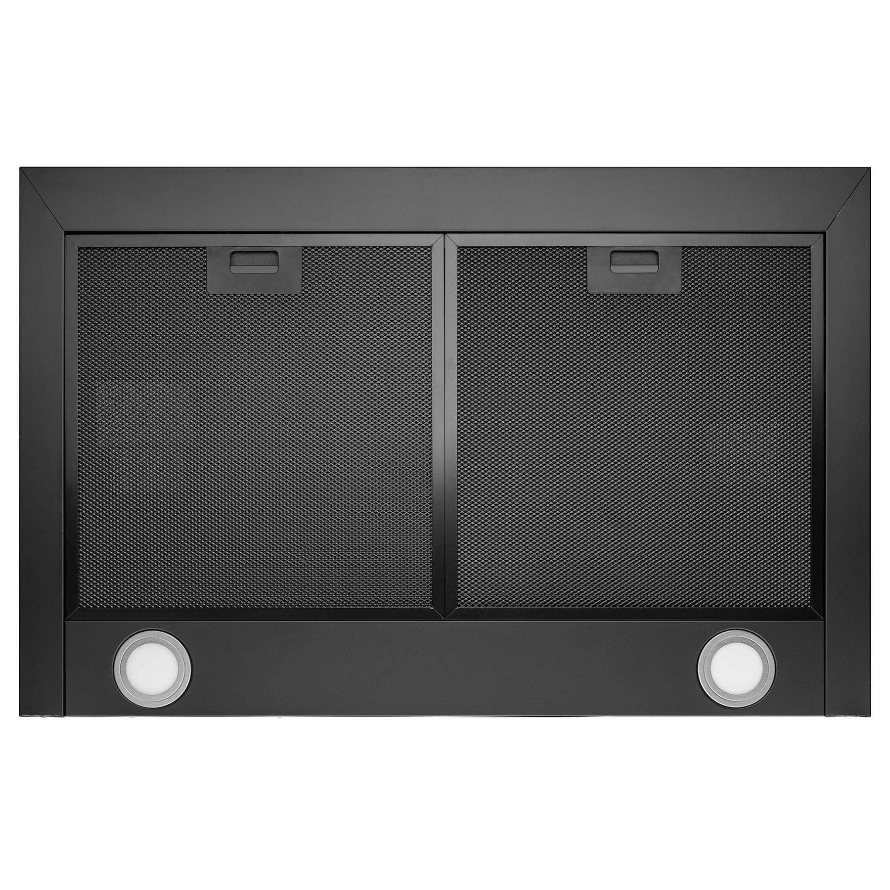 30-inch Convertible 217CFM Wall Mount Range Hood in Black Painted Stainless Steel with Mesh Filters and LED Lights