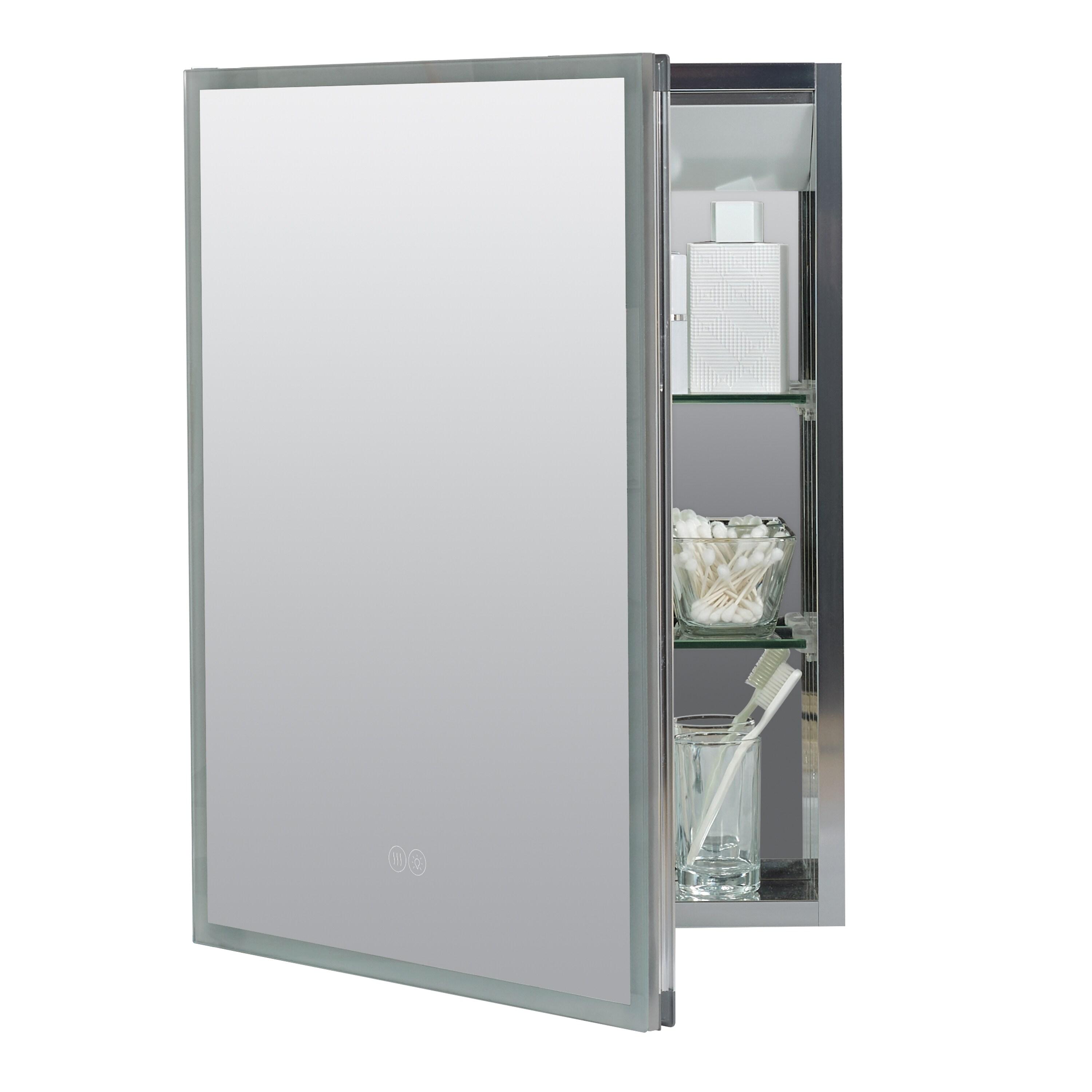 Arlot Recessed or Surface Mount Framed Medicine Cabinet with LED Lighting and Electrical Outlet