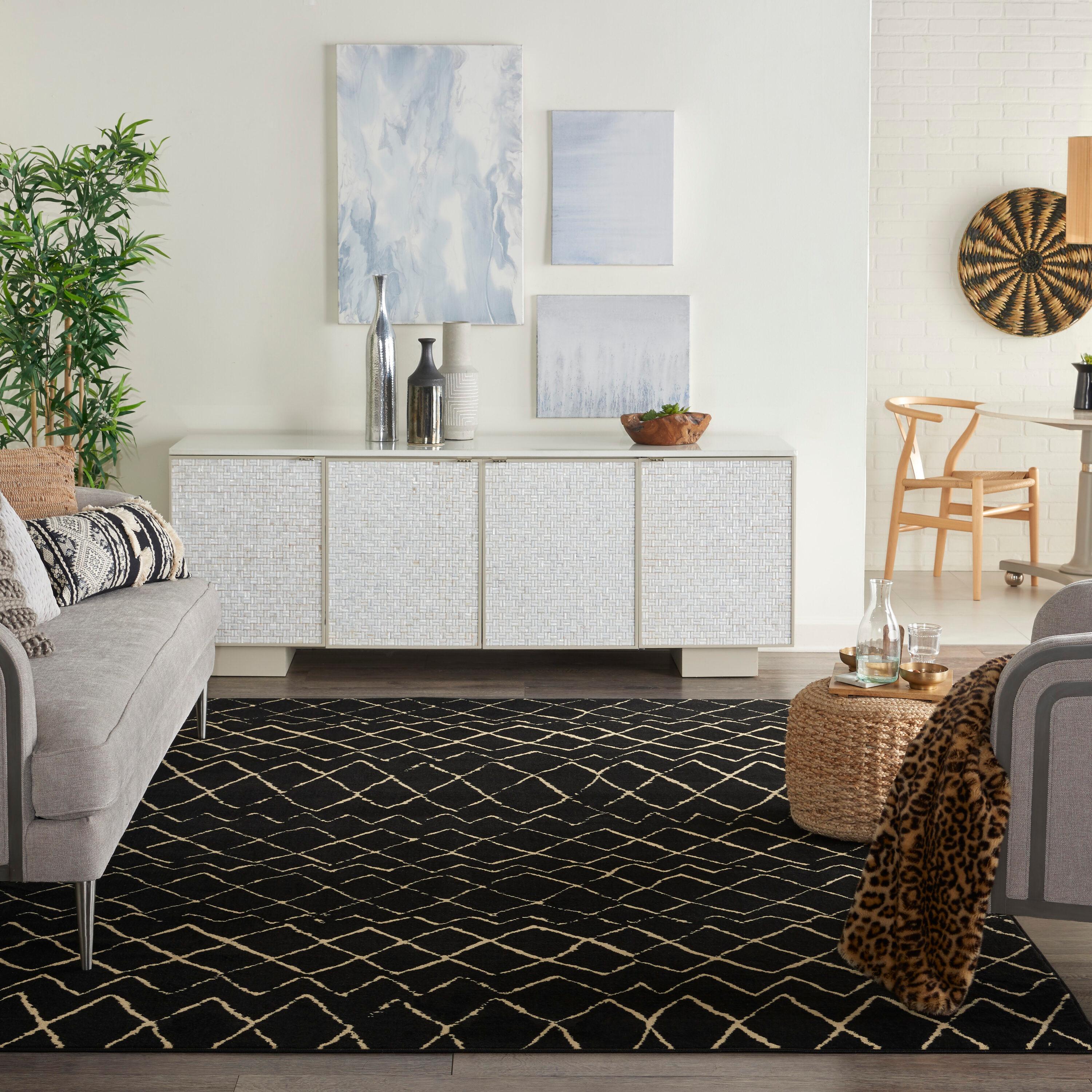 Nourison Grafix Black Area Rug GRF04 7'10"X9'10"
