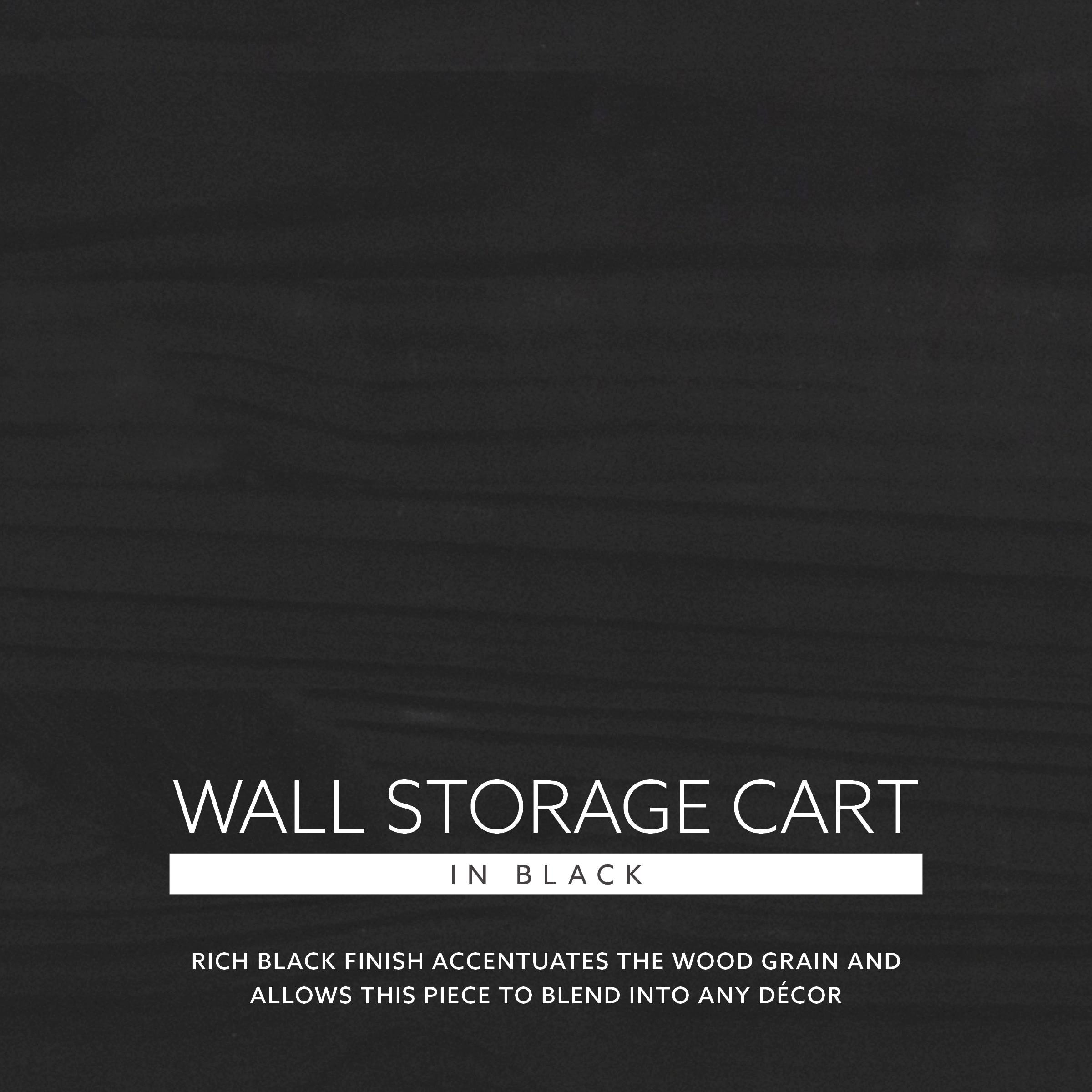 Cary Transitional 6 Drawer Solid Wood Contoured Handle Cut Out Wide Roll Cart Black - Linon: Pine Frame, Farmhouse Style, Portable Storage