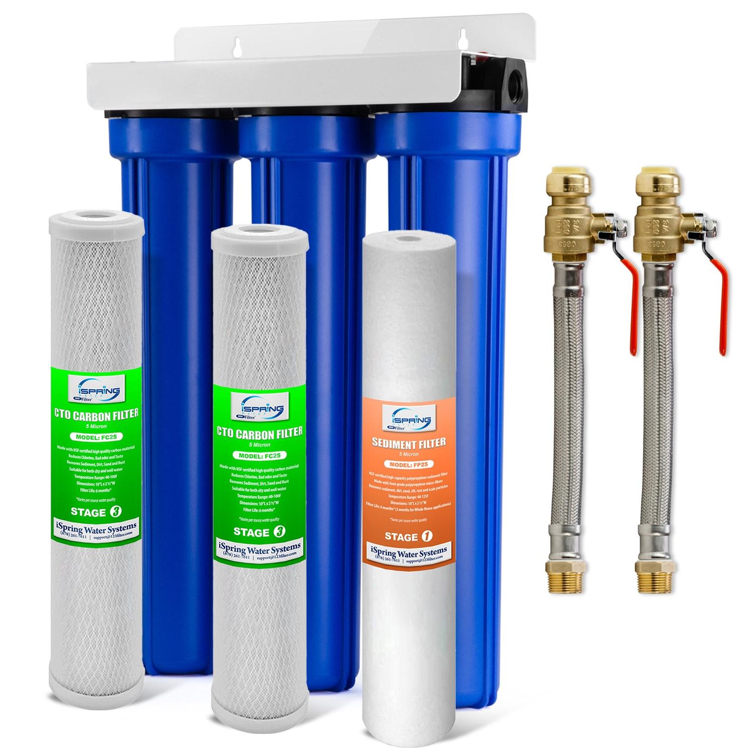 iSpring Whole House Water Filter System with Ball Valve Triple-stage 12-GPM Carbon block Soft water Whole House Water Filtration System