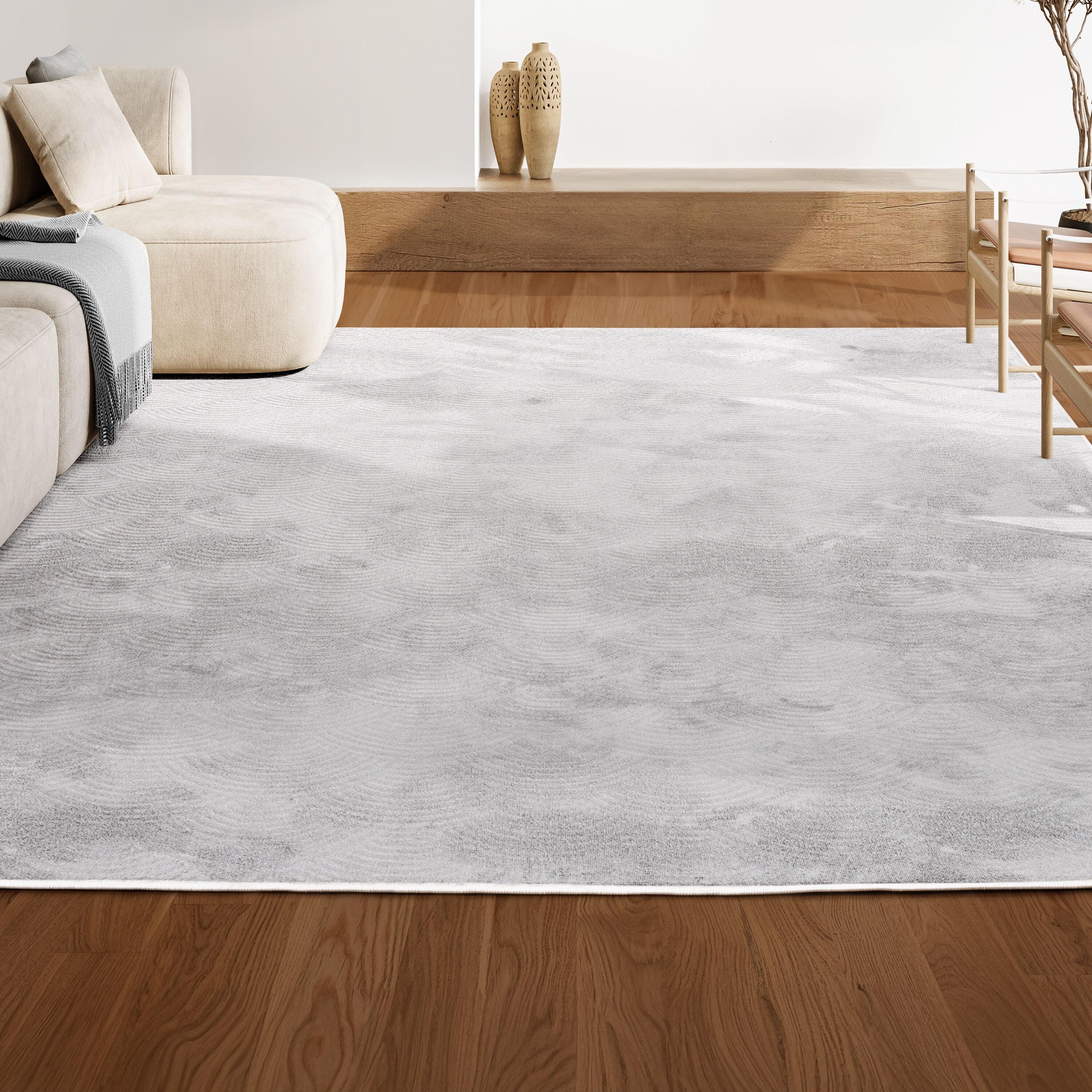 JONATHAN Y Porter Geometric Art Deco Fan Pattern High-Low White/Light Gray 4 ft. x 6 ft. Area Rug