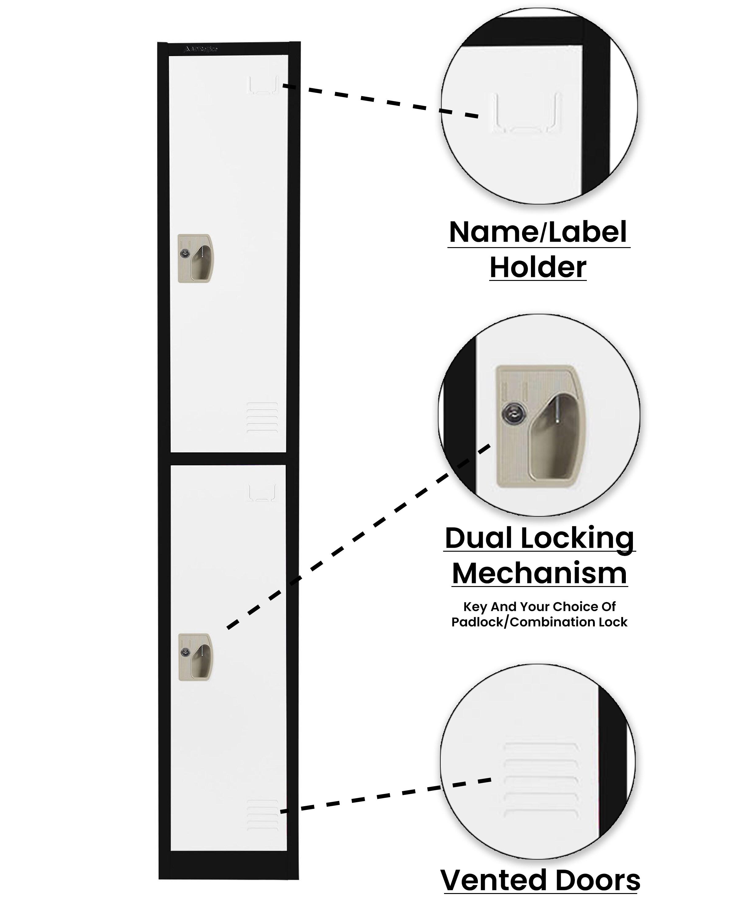 Black and White Steel Office Locker with Adjustable Shelving