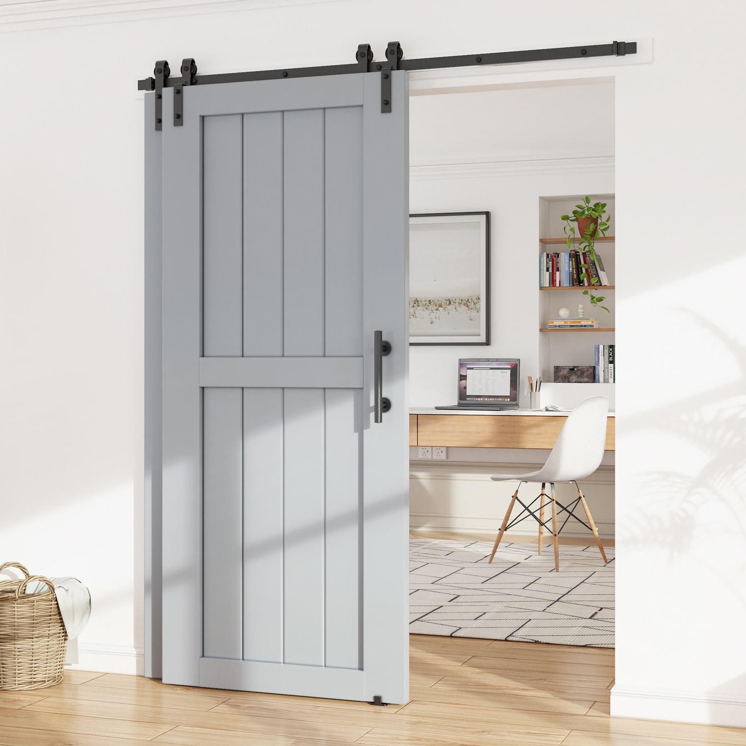 LAZ Single Bypass Double Door Barn Door Hardware Kit