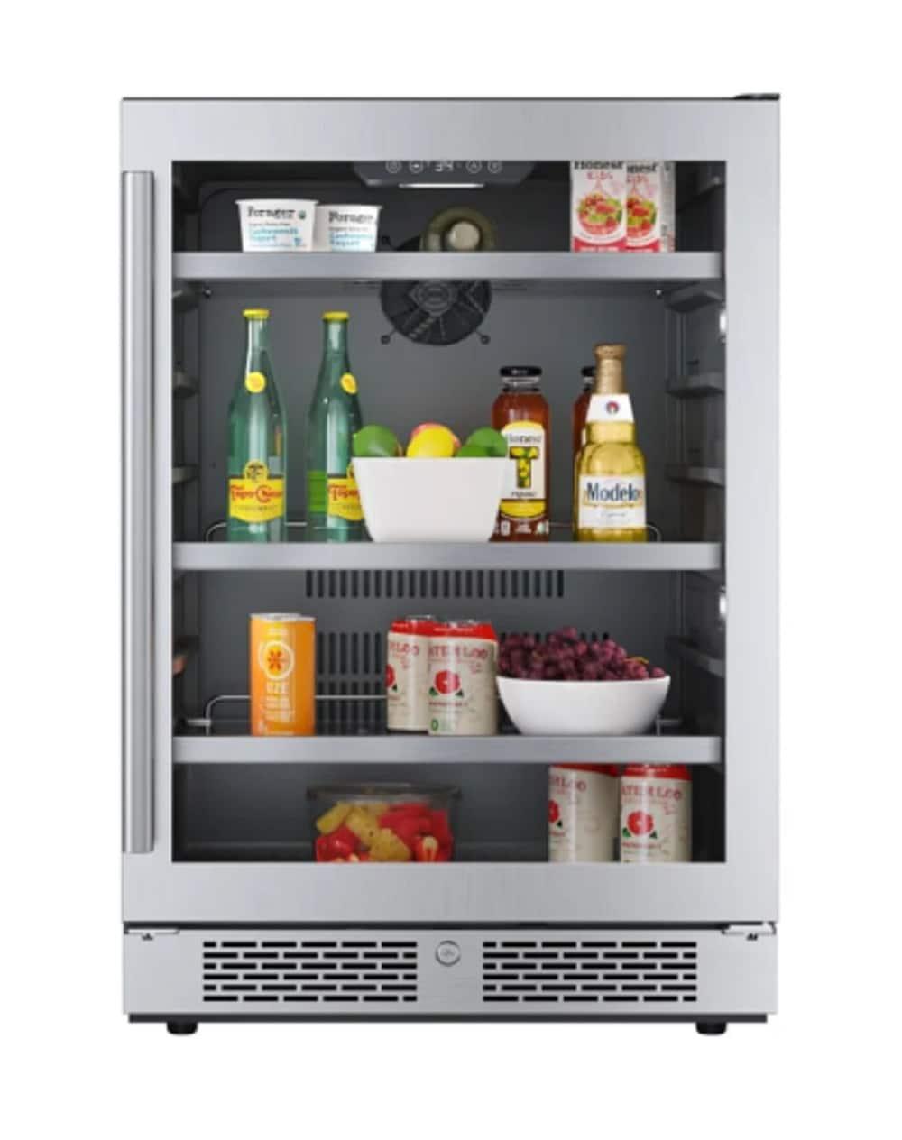 Avallon Avallon 23.8125'' W Convertible 140 Cans (12 oz.) Beverage Cooler with Glass Door