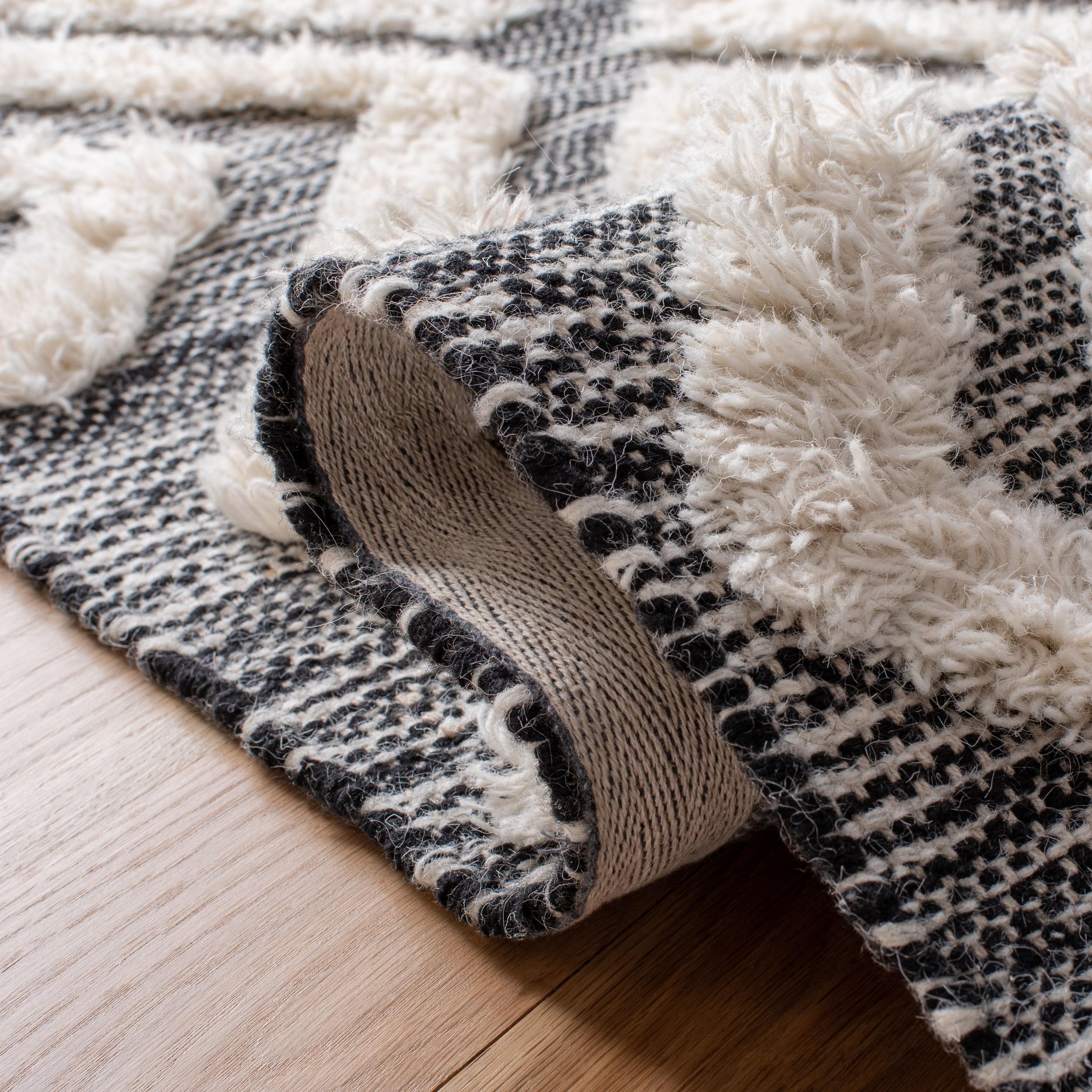 Kenya KNY331 Hand Tufted Area Rug - Black/Ivory - 5'x8' - Safavieh.