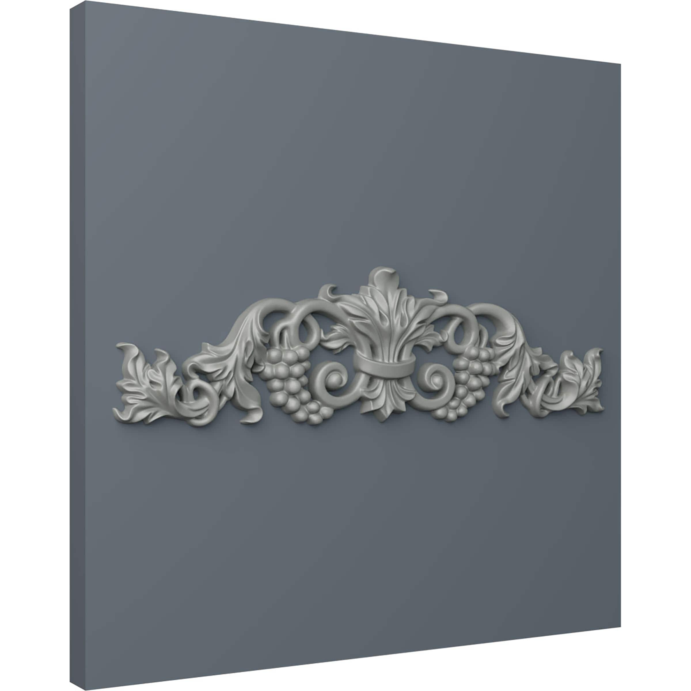 Ekena Millwork 19 1/4"W x 5 3/8"H x 7/8"P Small Grape and Leaf Center with Scrolls Onlay