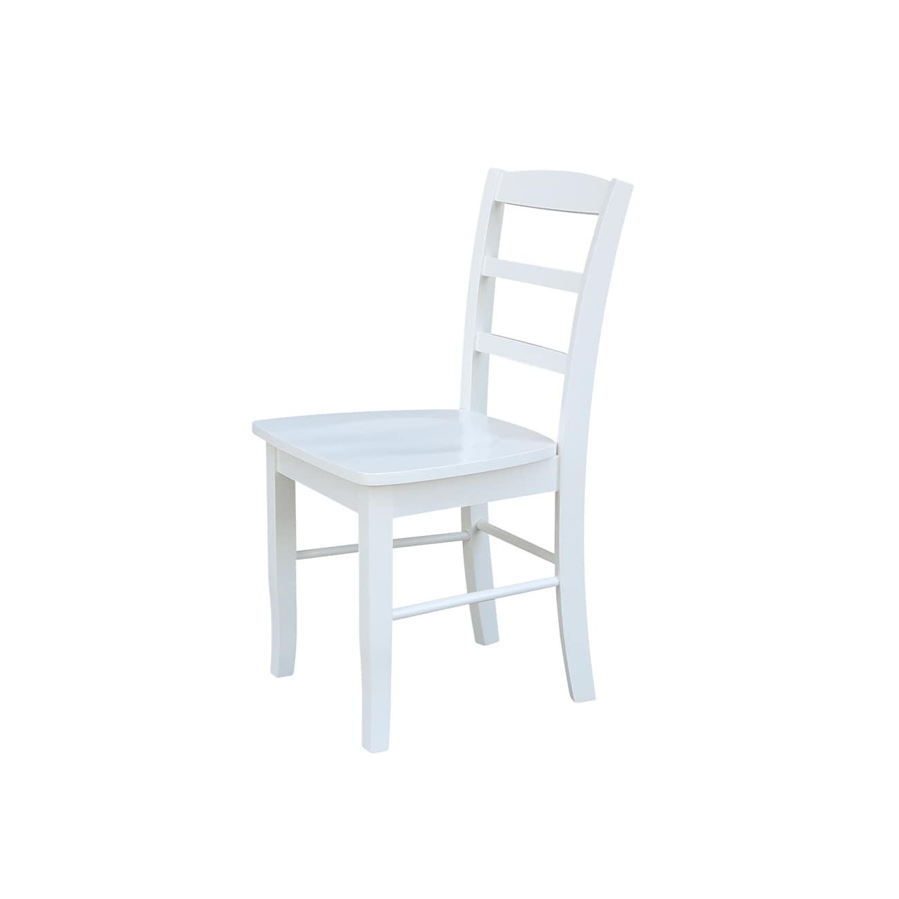 International Concepts Set of Two Madrid Solid Wood Ladderback Chairs in White