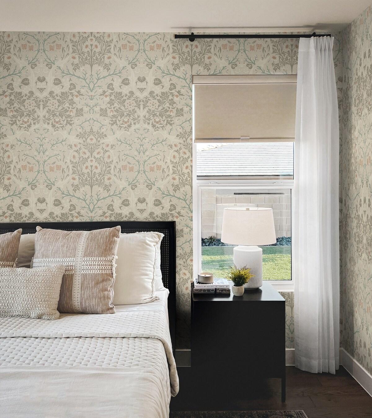 NextWall Lunar Rock & Clay Victorian Garden Peel and Stick Wallpaper