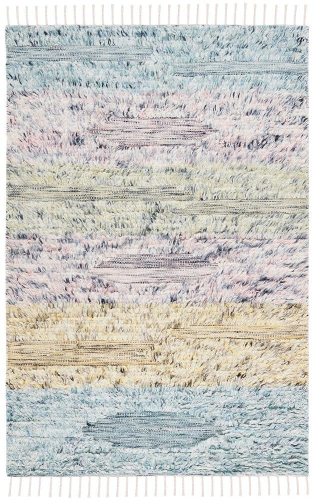 Casablanca CSB555 Hand Woven Wool Area Rug - Turquoise/Pink- 4' X 6' - Safavieh.