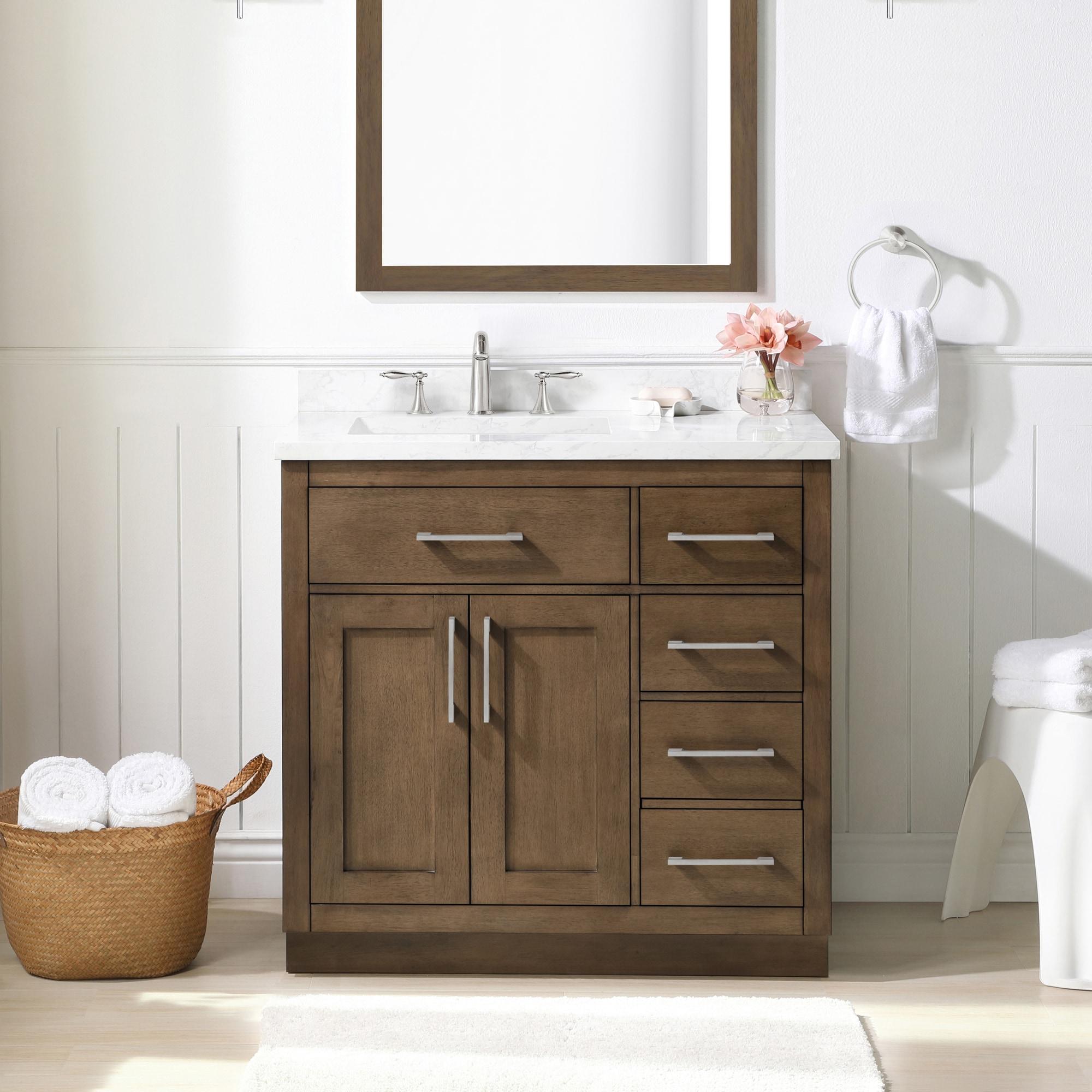 OVE Decors Athea 36 in. W Bath Vanity with Premium Countertop and Power Bar