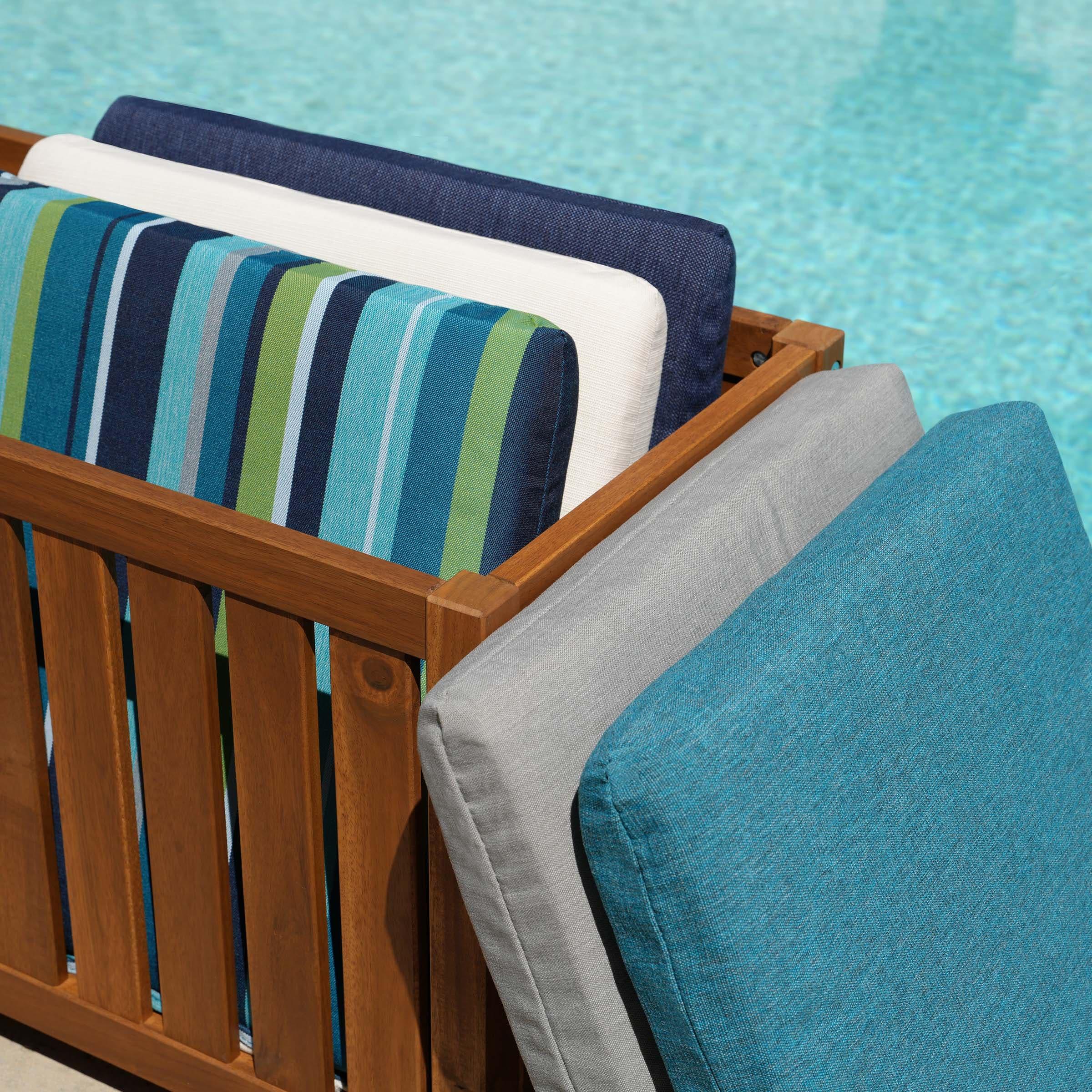 Honeycomb Outdoor Universal Seat Cushion (2-Pack) - Textured Solid Coastal Blue