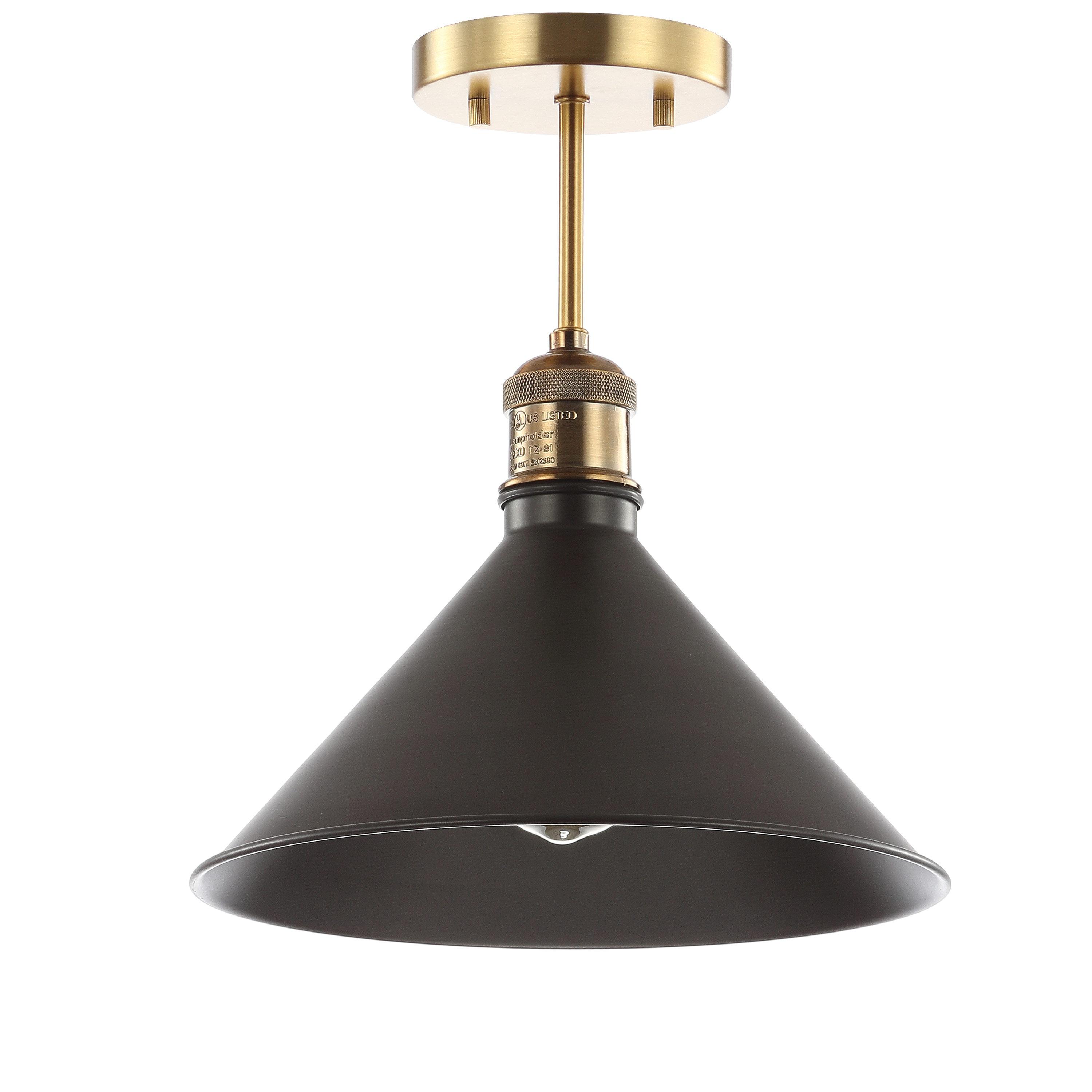 Nick 11" Metal LED Semi-Flush Mount, Oil Rubbed Bronze/Brass Gold