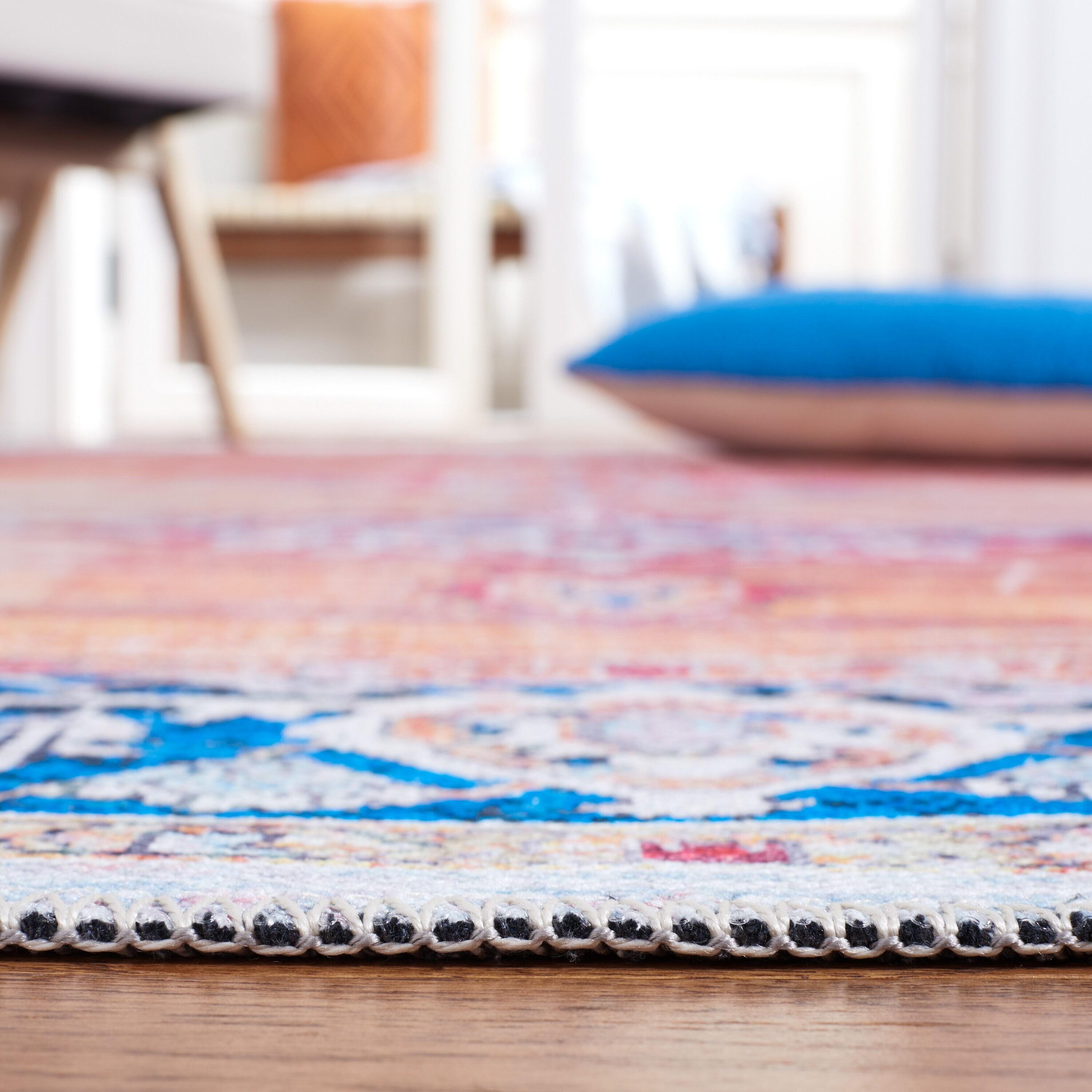 Serapi SEP376 Power Loomed Machine Washable Skid-Resistant Indoor Area Rug - Rust/Navy - 9'x12' - Safavieh