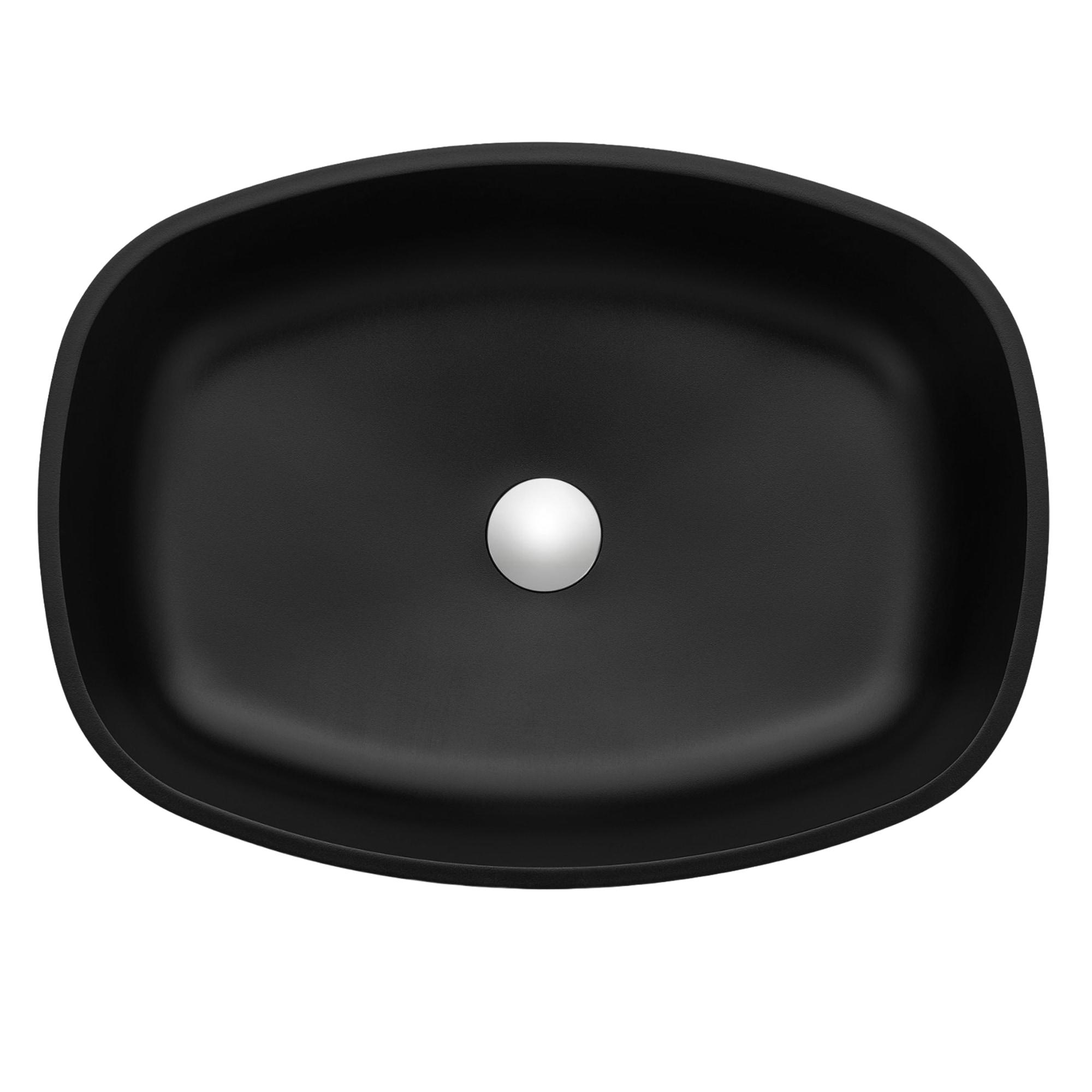 ANZZI 16.1'' Matte Black Glass Rectangular Bathroom Sink