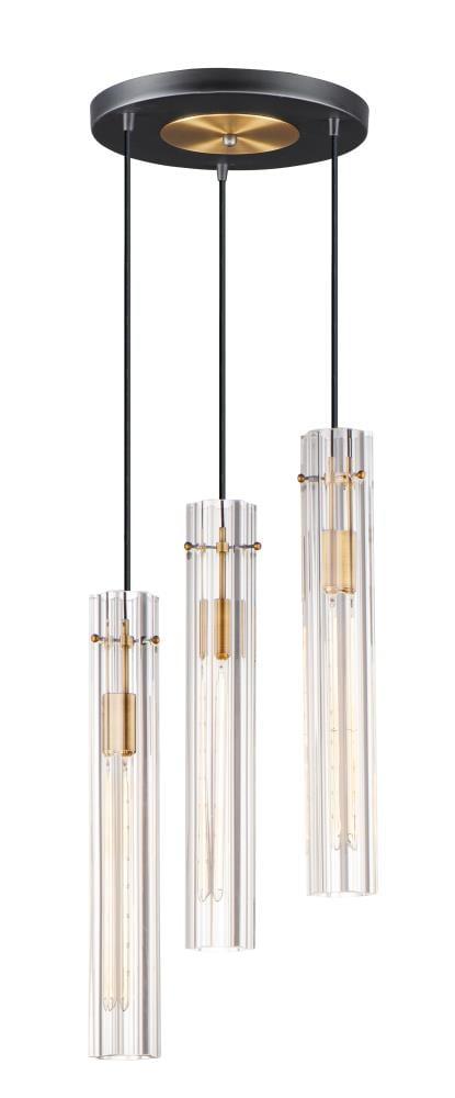 Maxim 16123CLBKAB 13 in. Flambeau 3 Light Black & Antique Brass Chandelier Ceiling Light