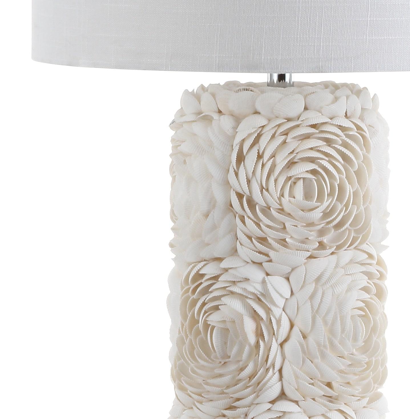 JONATHAN Y Rosette 28.5" Seashell/Resin/Crystal LED Table Lamp, Cream